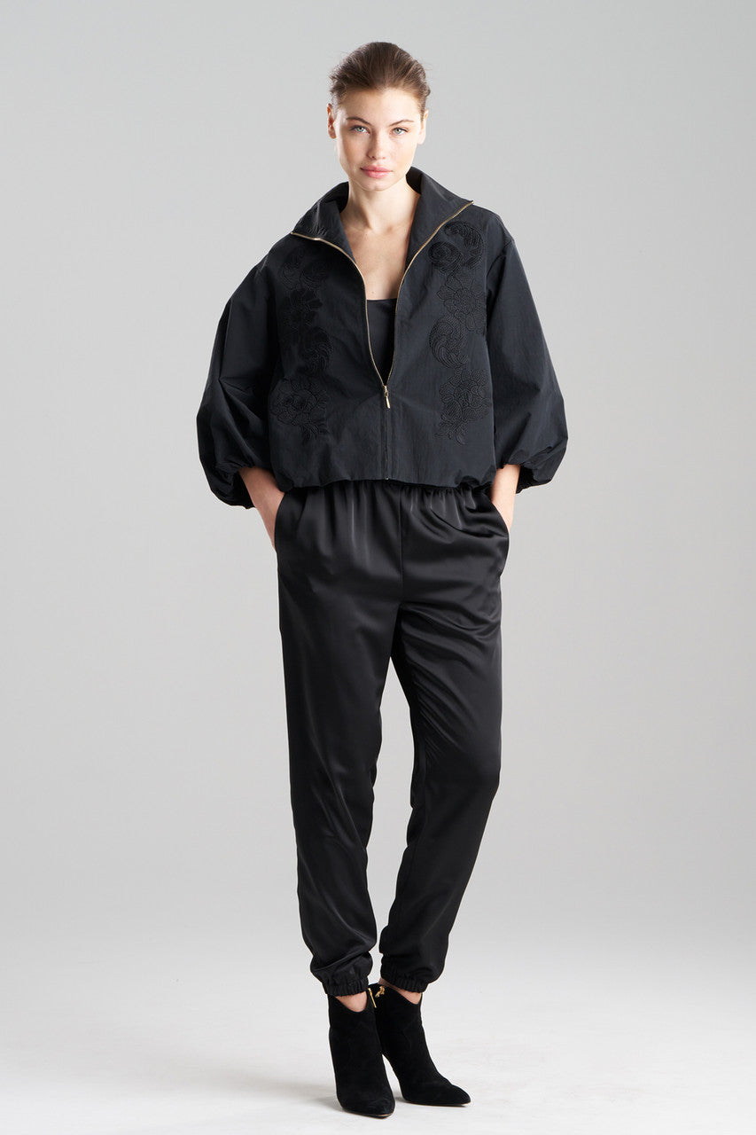 Taffeta Embroidered Balloon Bomber Jacket Taffeta Embroidered Balloon Bomber Jacket