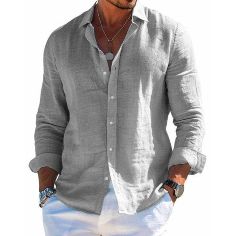 【-hour shipping out】Men’s Cotton and Linen Casual Solid Color Lapel Shirt X 【-hour shipping out】Men’s Cotton and Linen Casual Solid Color Lapel Shirt X