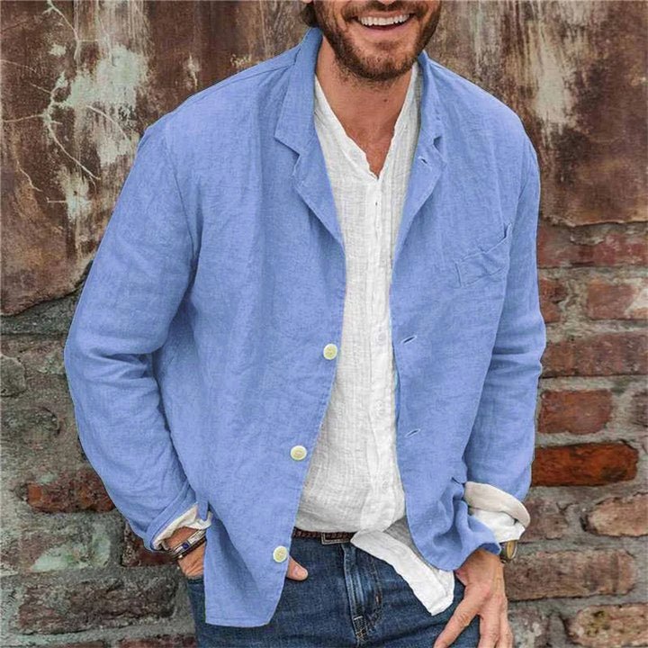 Men’s Loose Cotton and Linen Suit Jacket X Men’s Loose Cotton and Linen Suit Jacket X