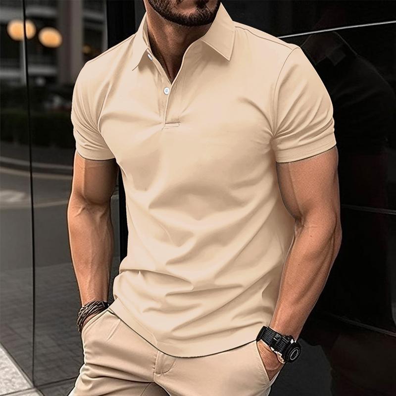 Men’s Casual Solid Color Short Sleeved Polo Shirt Y Men’s Casual Solid Color Short Sleeved Polo Shirt Y