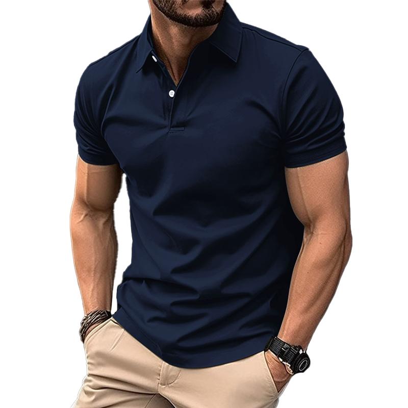 Men’s Casual Solid Color Short Sleeved Polo Shirt Y Men’s Casual Solid Color Short Sleeved Polo Shirt Y