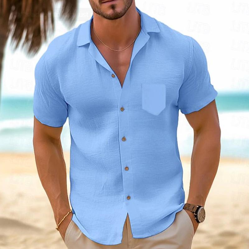Men’s Vintage Linen Casual Loose Short Sleeve Shirt X Men’s Vintage Linen Casual Loose Short Sleeve Shirt X