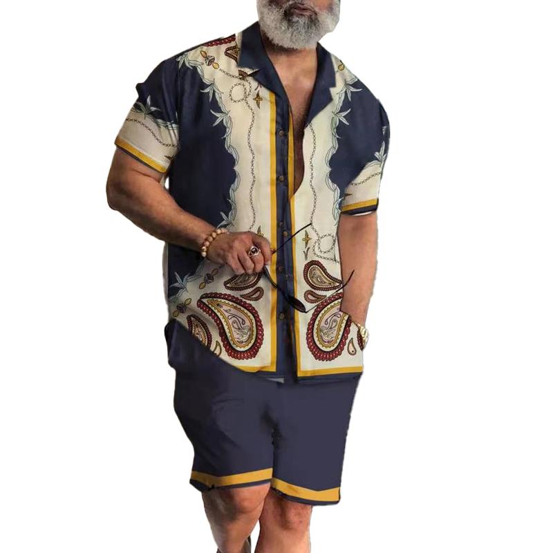 【CLEARANCE】Men’s Printed Casual Slim Fit Short Sleeve Shirt Set X