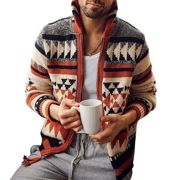 Men’s Geometric Zip Cardigan Sweater Jacket X Men’s Geometric Zip Cardigan Sweater Jacket X