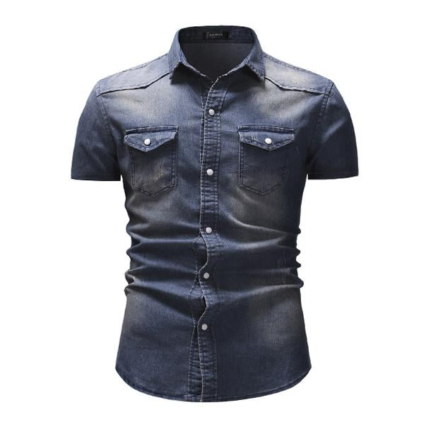 Men’s Vintage Denim Short Sleeve Shirt X Men’s Vintage Denim Short Sleeve Shirt X