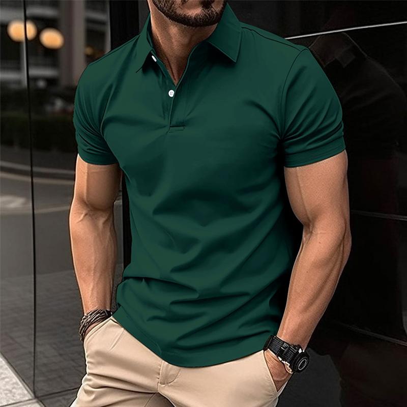 Men’s Casual Solid Color Short Sleeved Polo Shirt Y Men’s Casual Solid Color Short Sleeved Polo Shirt Y