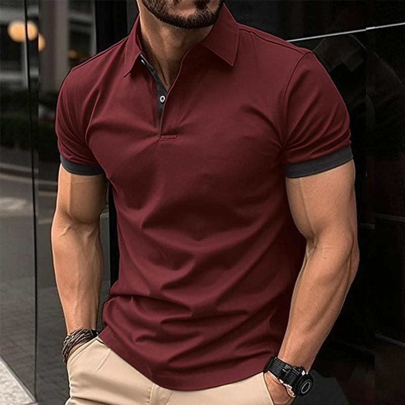 Men’s Casual Color Block Short Sleeve POLO Shirt Y Men’s Casual Color Block Short Sleeve POLO Shirt Y