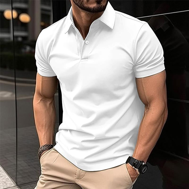 Men’s Casual Solid Color Short Sleeved Polo Shirt Y Men’s Casual Solid Color Short Sleeved Polo Shirt Y