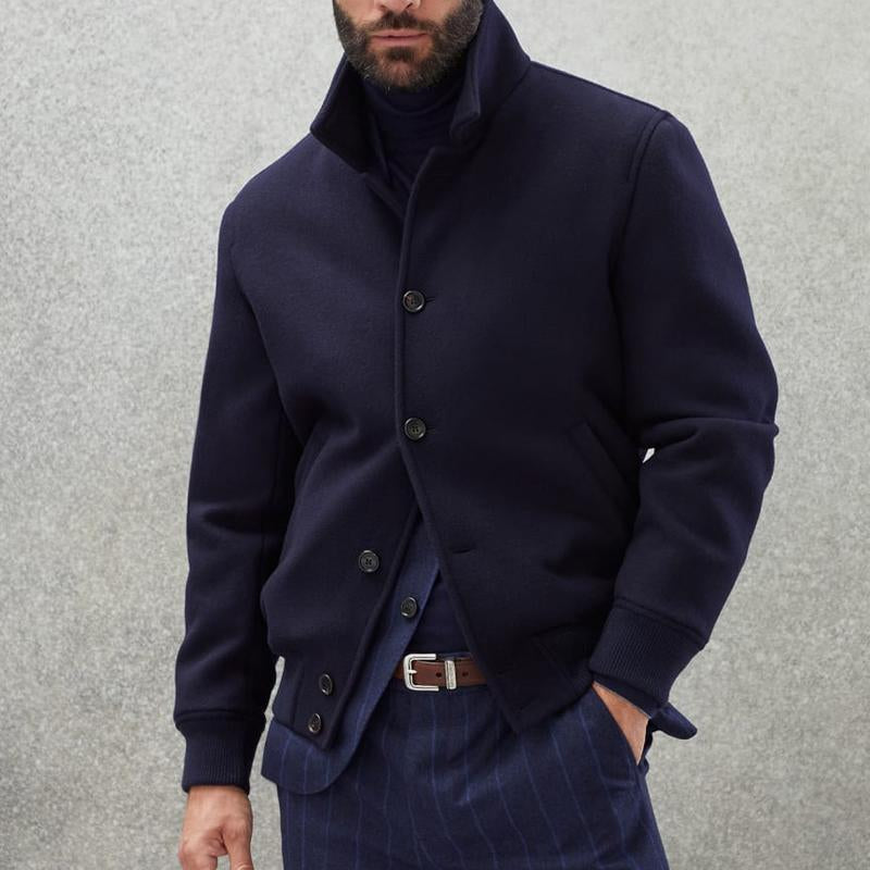 Men’s Casual Stand Collar Wool Blend Single Breasted Bomber Jacket M Men’s Casual Stand Collar Wool Blend Single Breasted Bomber Jacket M