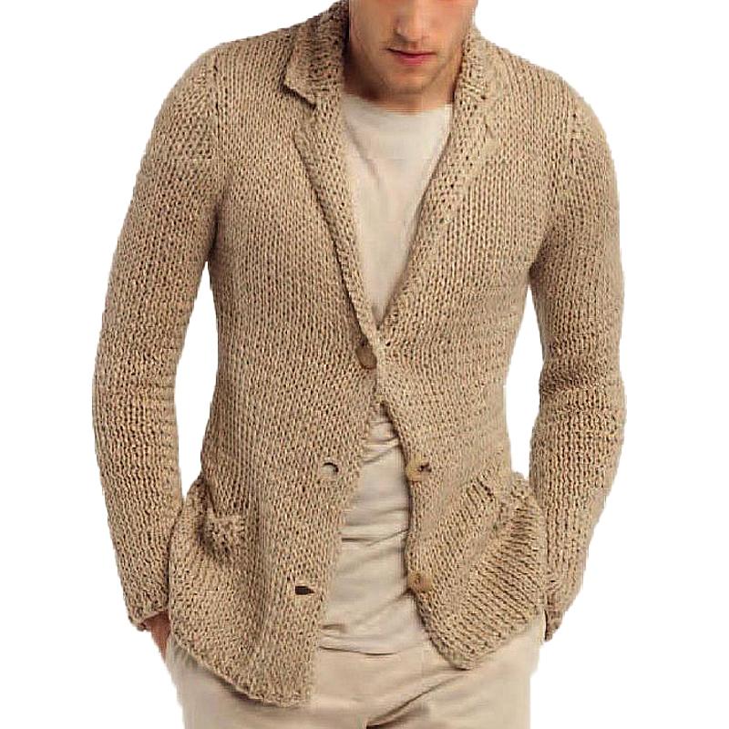 Men’s Retro Casual Solid Color Lapel Pocket Cardigan Y Men’s Retro Casual Solid Color Lapel Pocket Cardigan Y