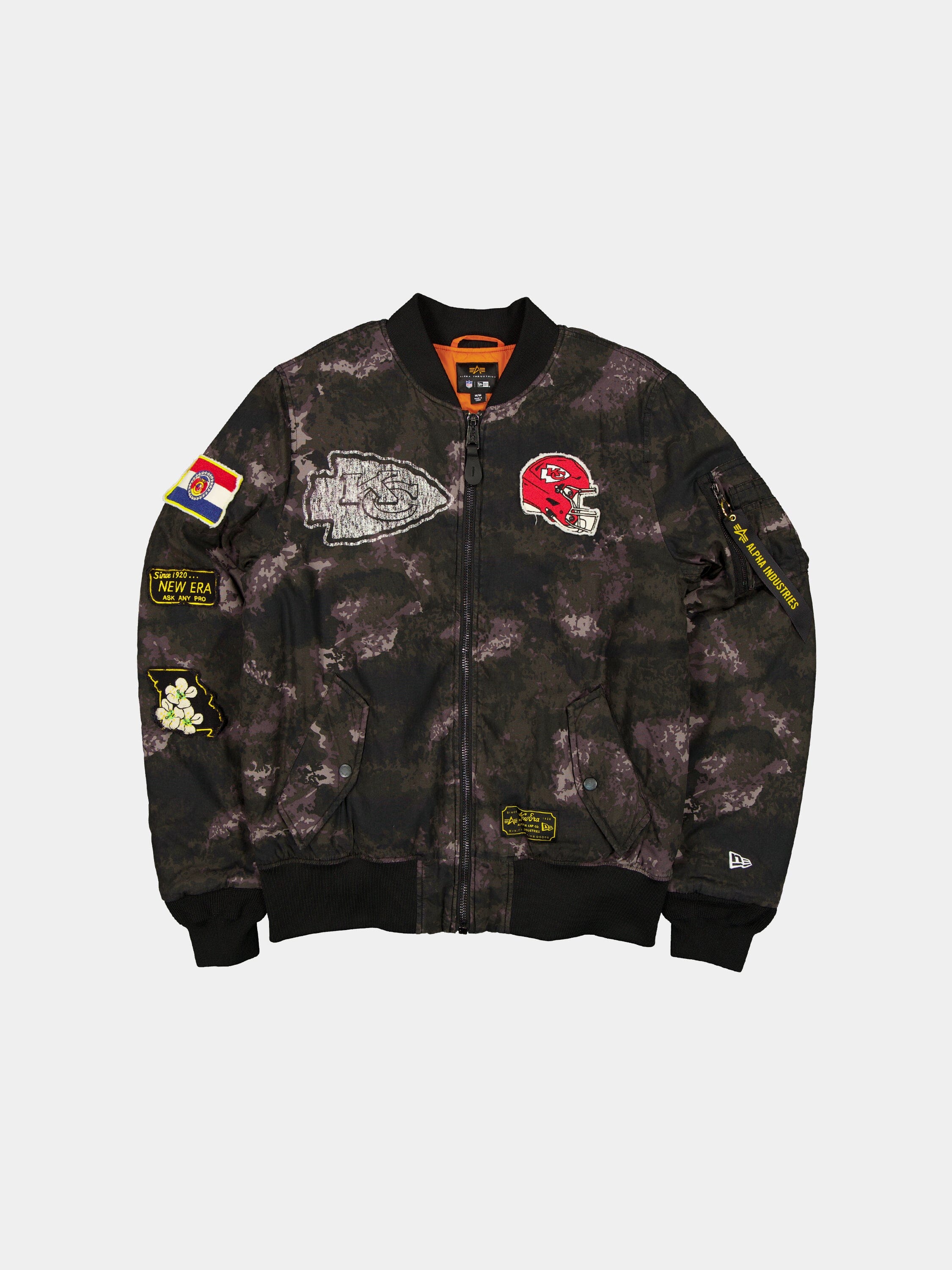 KANSAS CITY CHIEFS X ALPHA X NEW ERA MA- BOMBER JACKET BLACK CAMO KANSAS CITY CHIEFS X ALPHA X NEW ERA MA- BOMBER JACKET BLACK CAMO