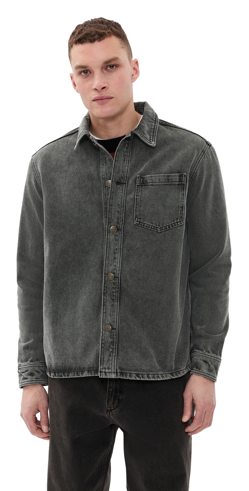 Les Deux Loan Washed Overshirt Grey Washed Denim Les Deux Loan Washed Overshirt Grey Washed Denim