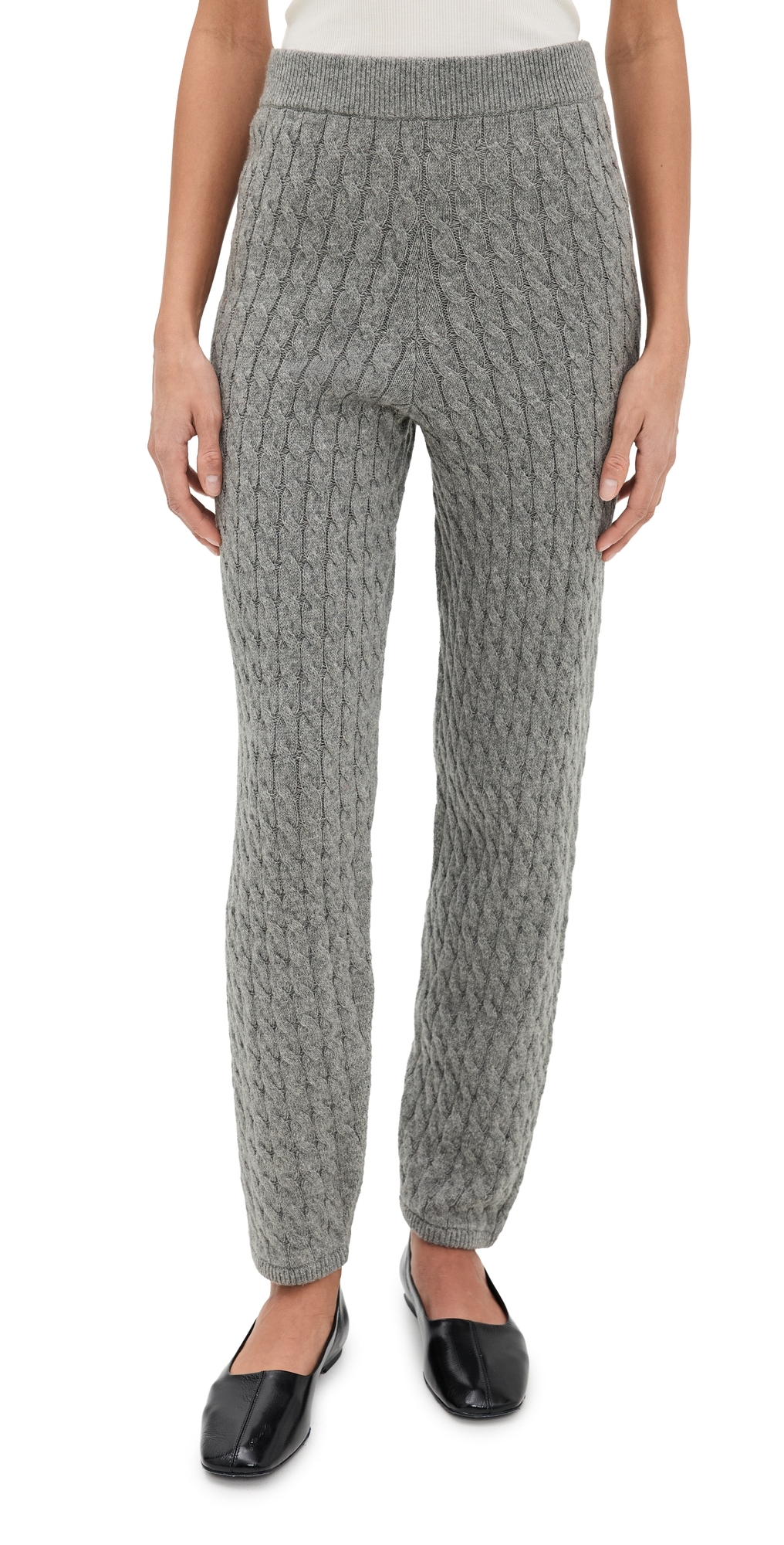 LE BOP Cable Knit Joggers Heather Grey LE BOP Cable Knit Joggers Heather Grey