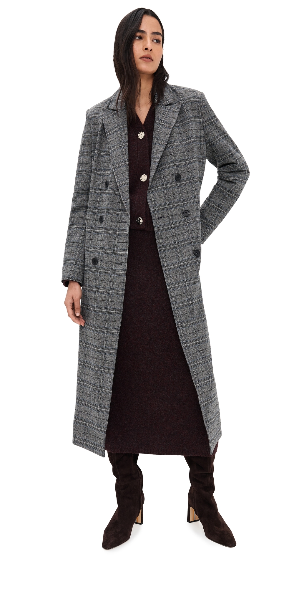 LE BOP Gia Blazer Jacket Blue Grey Plaid LE BOP Gia Blazer Jacket Blue Grey Plaid