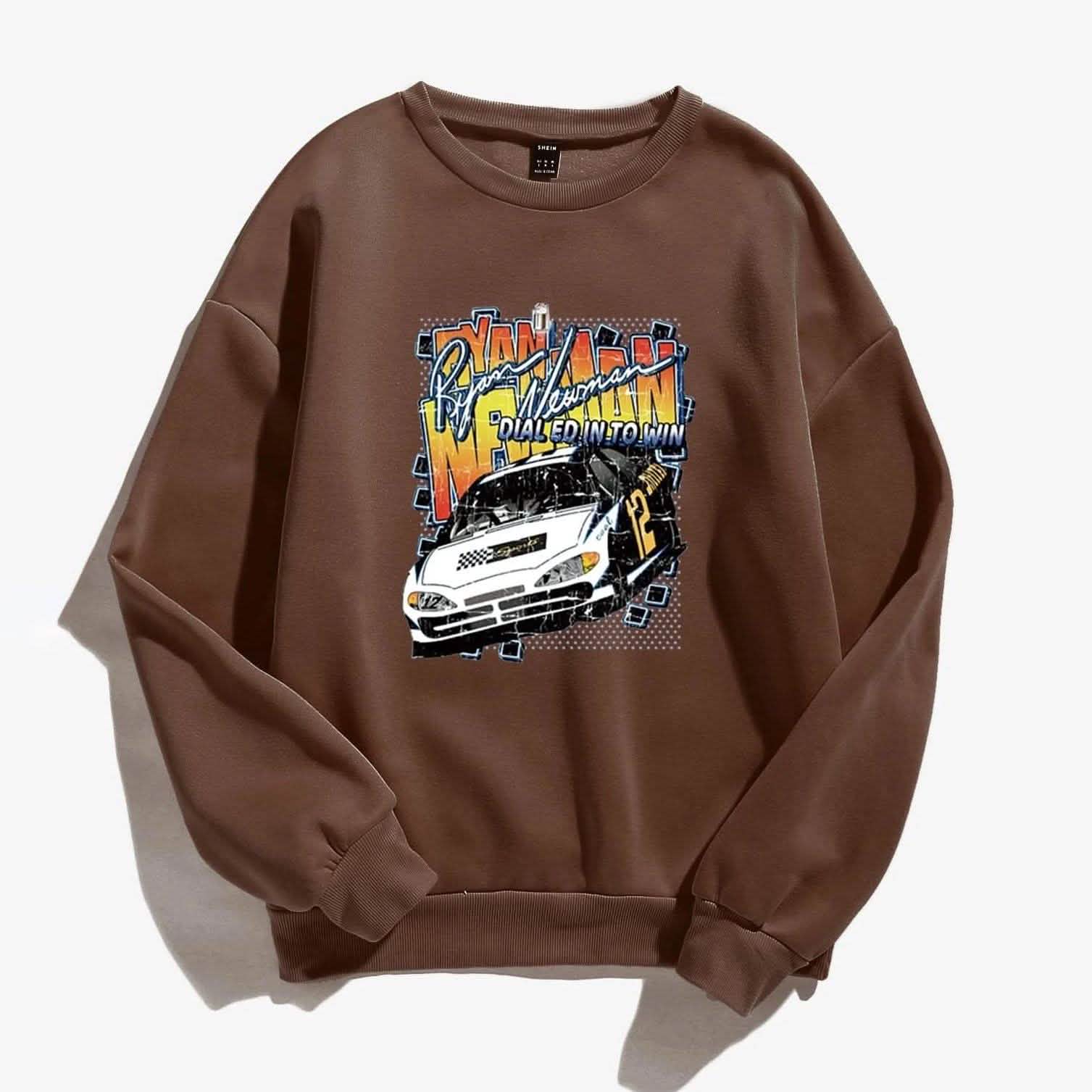 Letter and Car Print Oversized Sweatshirt Letter and Car Print Oversized Sweatshirt