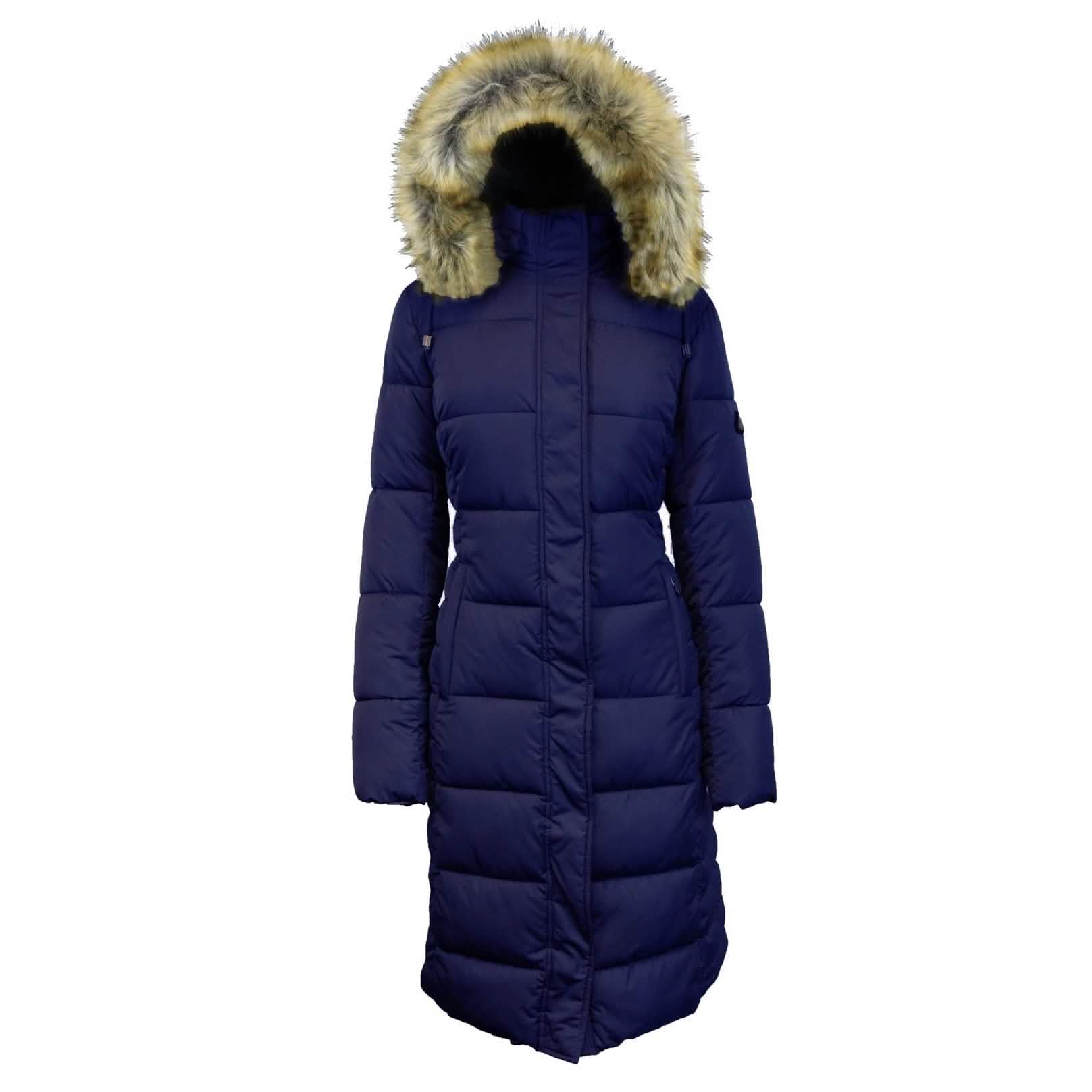 Long Heavyweight Parka Jacket with Faux-Fur Hood – S Navy Long Heavyweight Parka Jacket with Faux-Fur Hood – S Navy