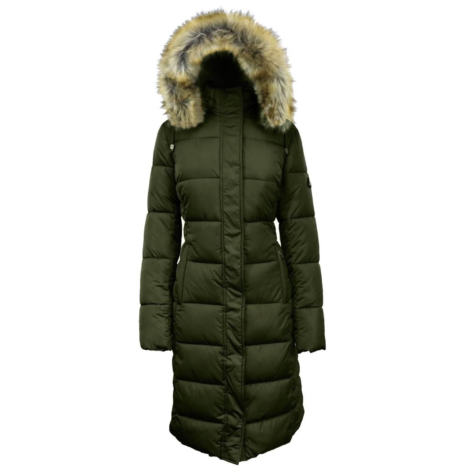 Long Heavyweight Parka Jacket with Faux-Fur Hood – S Olive Green Long Heavyweight Parka Jacket with Faux-Fur Hood – S Olive Green