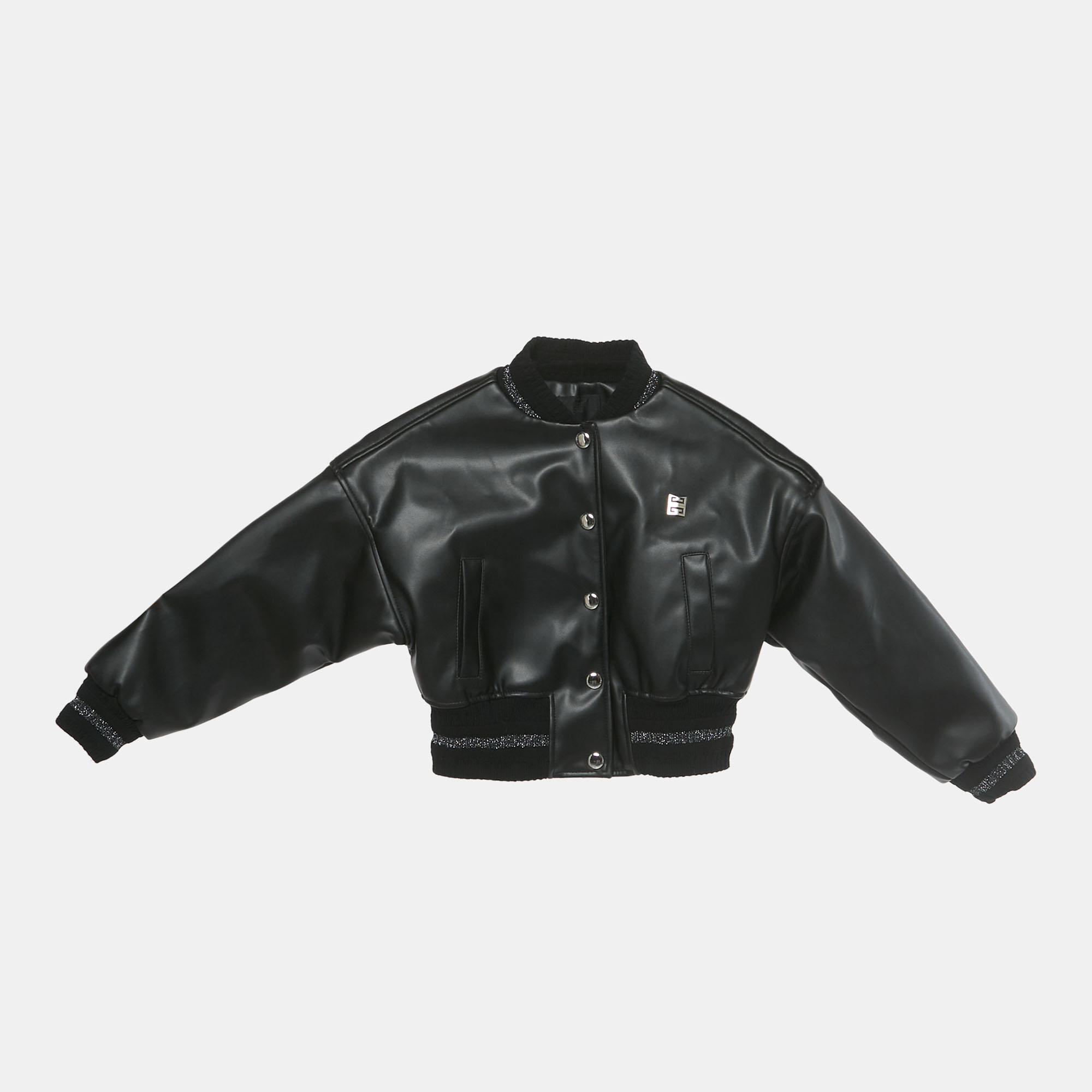 Givenchy Kids Logo Embroidered Faux Leather Bomber Jacket Yrs Givenchy Kids Logo Embroidered Faux Leather Bomber Jacket Yrs