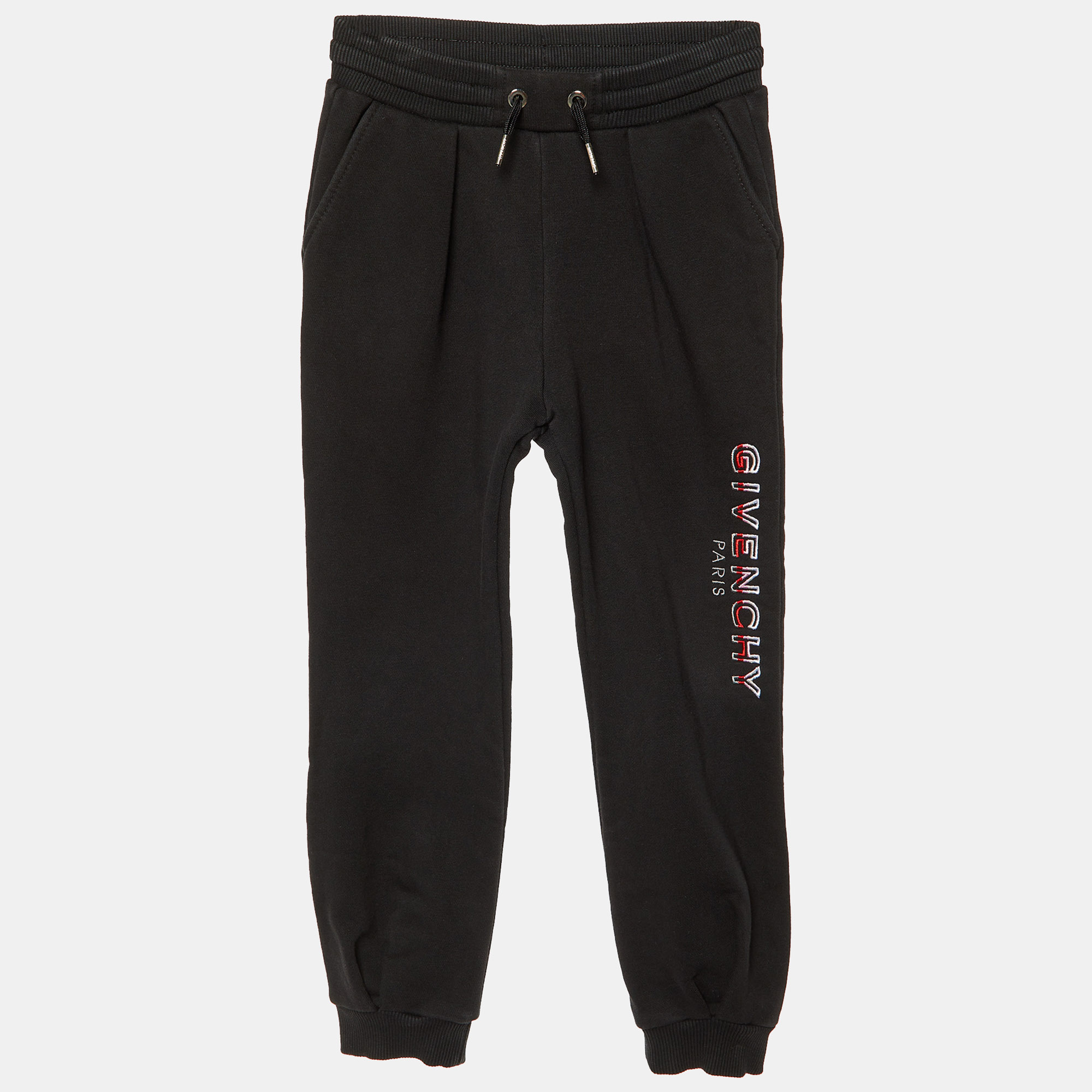 Givenchy Kids Black Cotton Logo Embroidered Joggers Givenchy Kids Black Cotton Logo Embroidered Joggers
