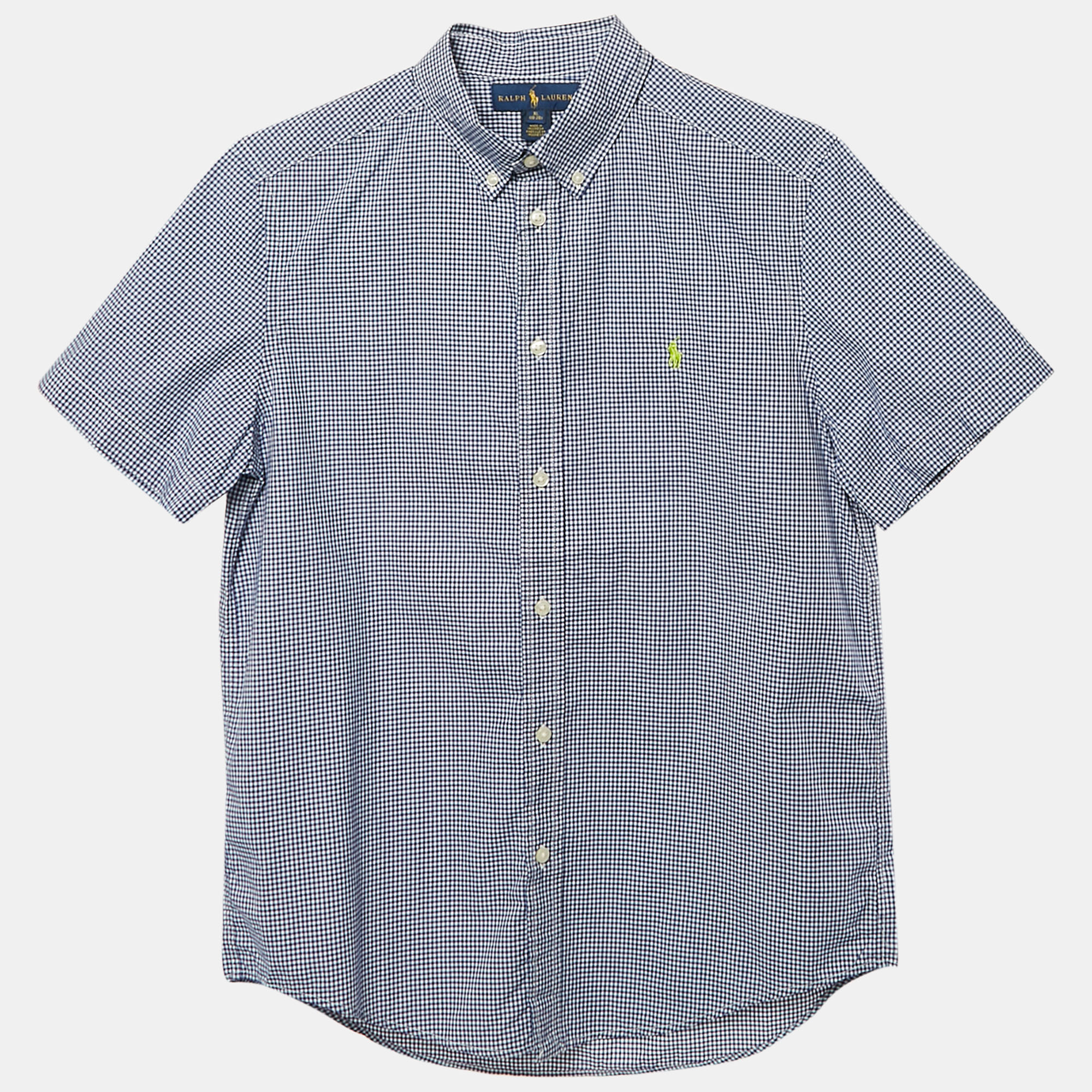 Ralph Lauren Navy Blue Gingham Cotton Short Sleeve Shirt Ralph Lauren Navy Blue Gingham Cotton Short Sleeve Shirt