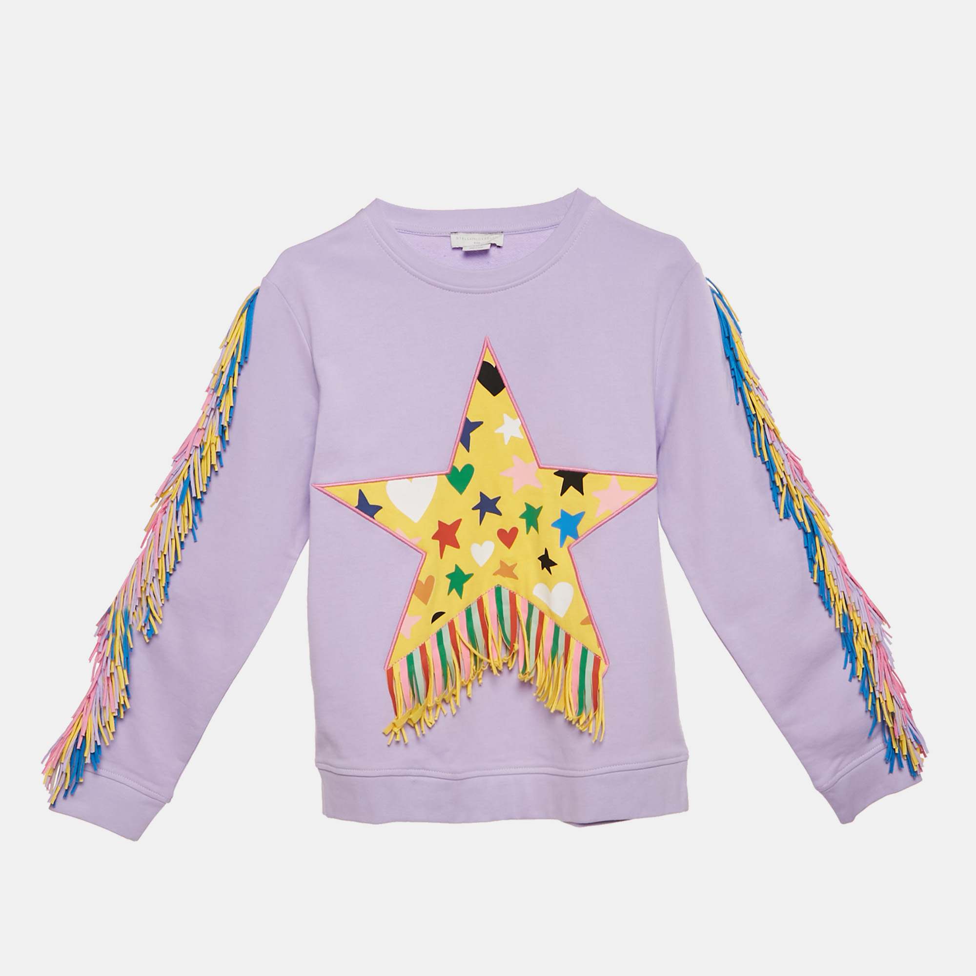 Stella McCartney Kids Purple Start Applique Cotton Tasseled Sweatshirt Yrs