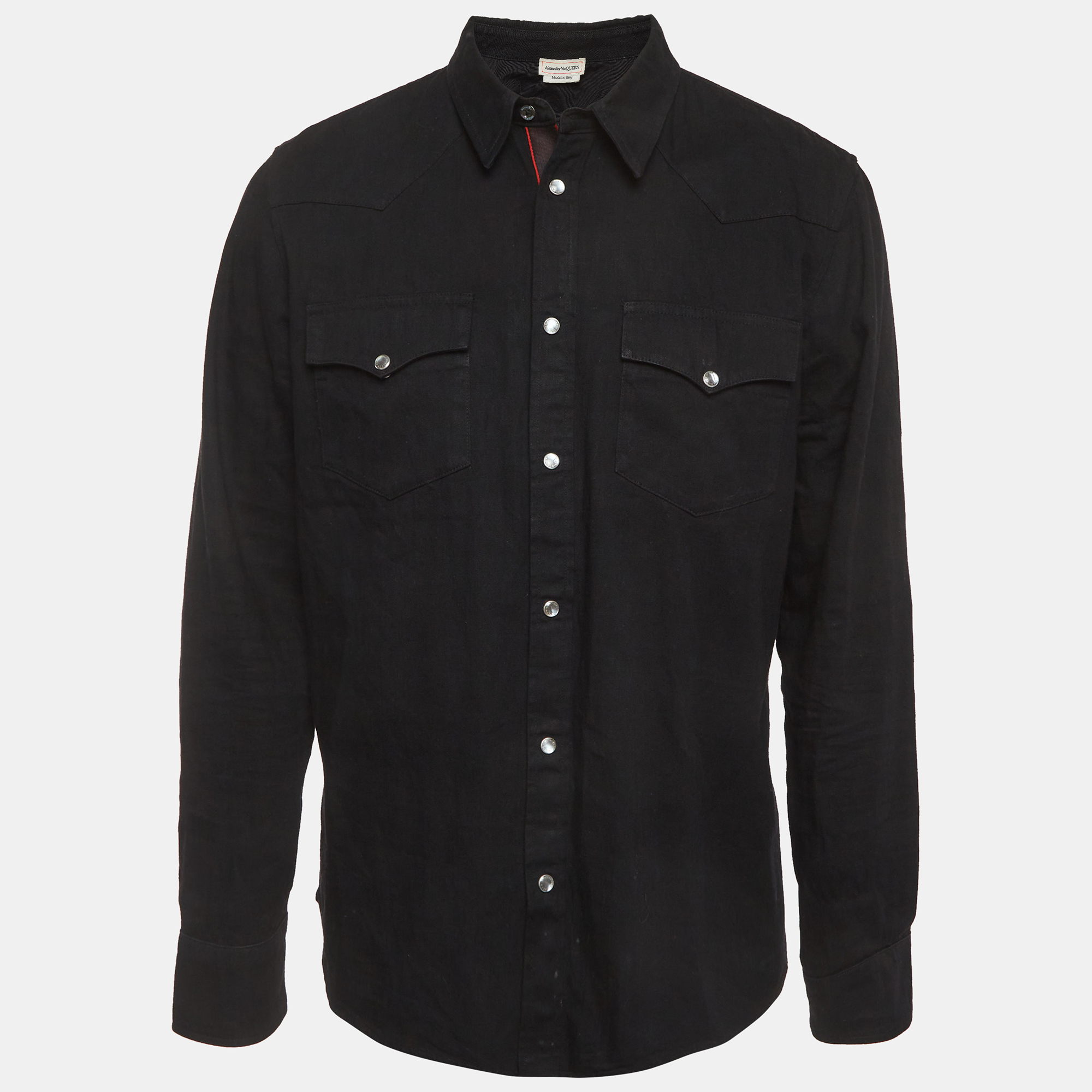 Alexander McQueen Black Denim Embroidered Logo Shirt Alexander McQueen Black Denim Embroidered Logo Shirt