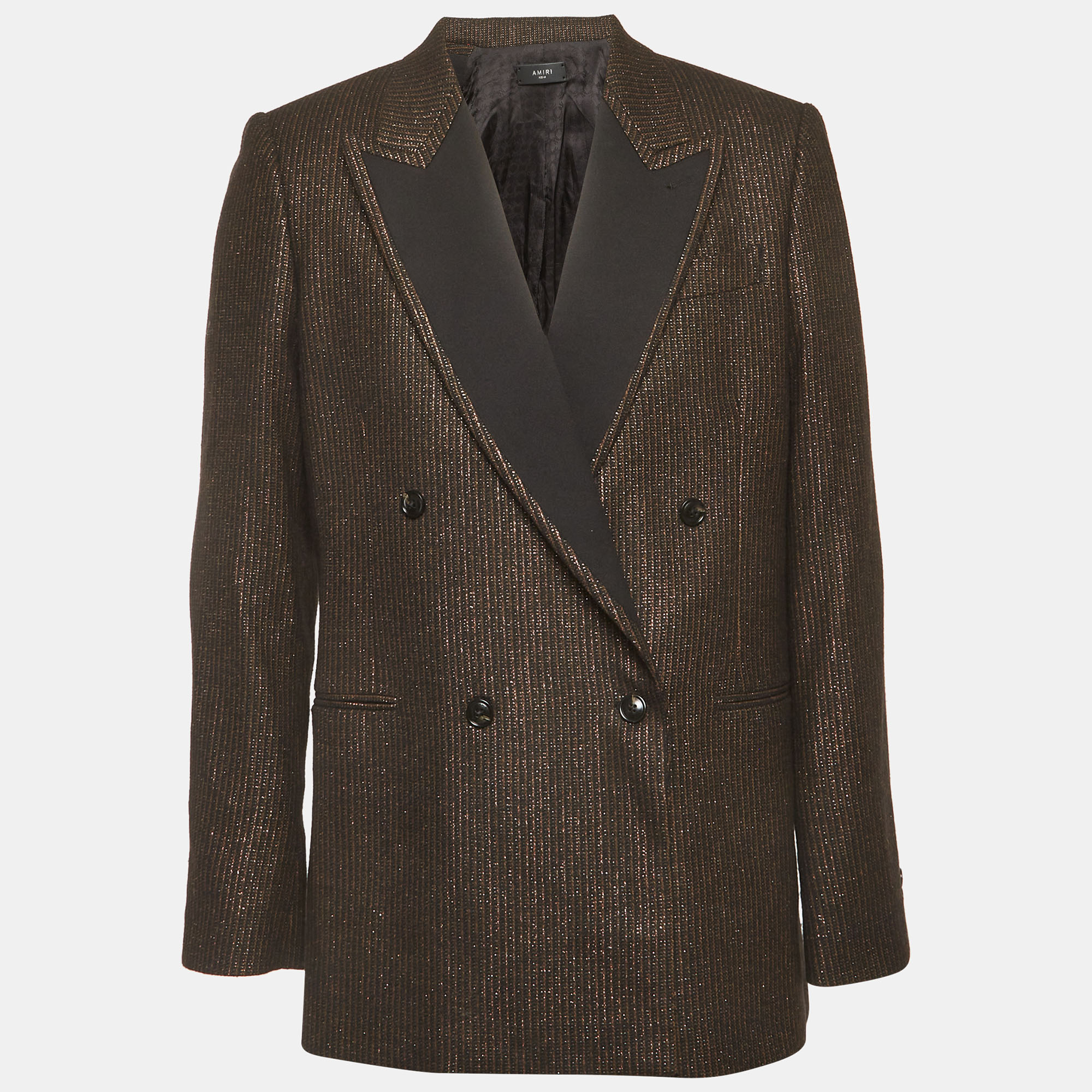 Amiri Black Metallic Striped Double Breasted Blazer Amiri Black Metallic Striped Double Breasted Blazer