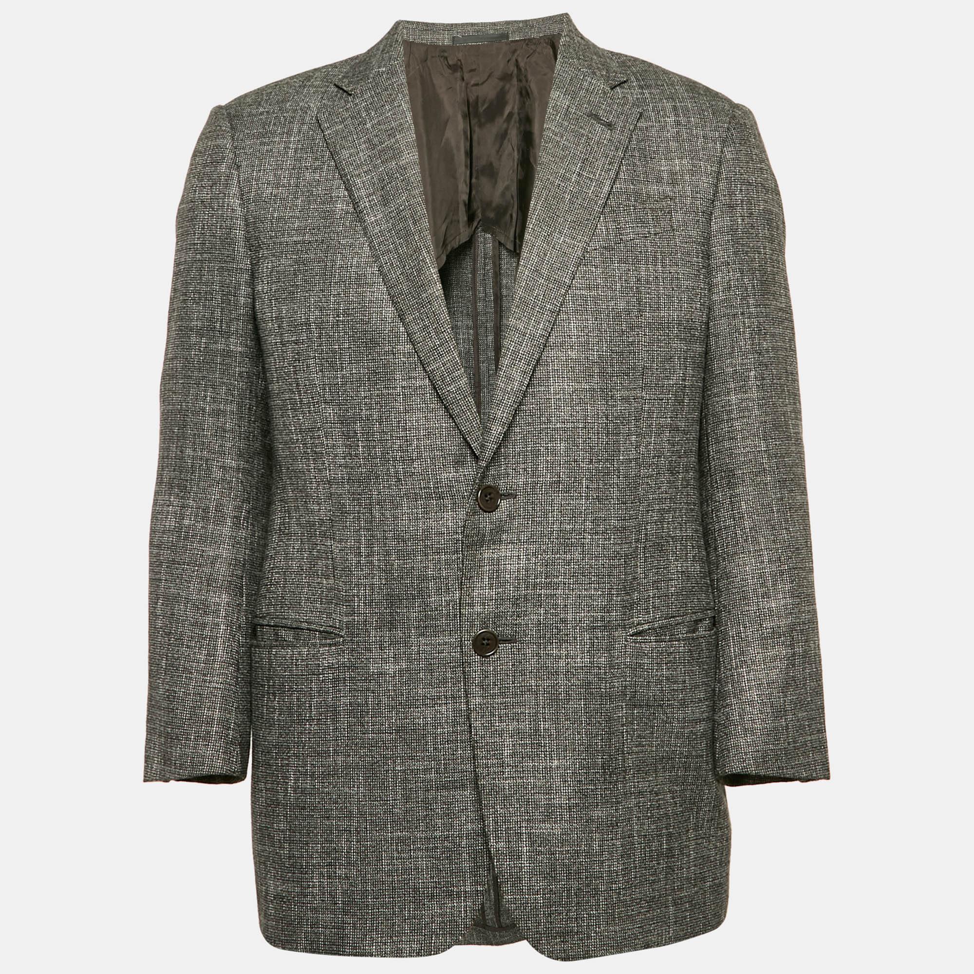 Armani Collezioni Grey Cotton Blend Regular Fit Blazer