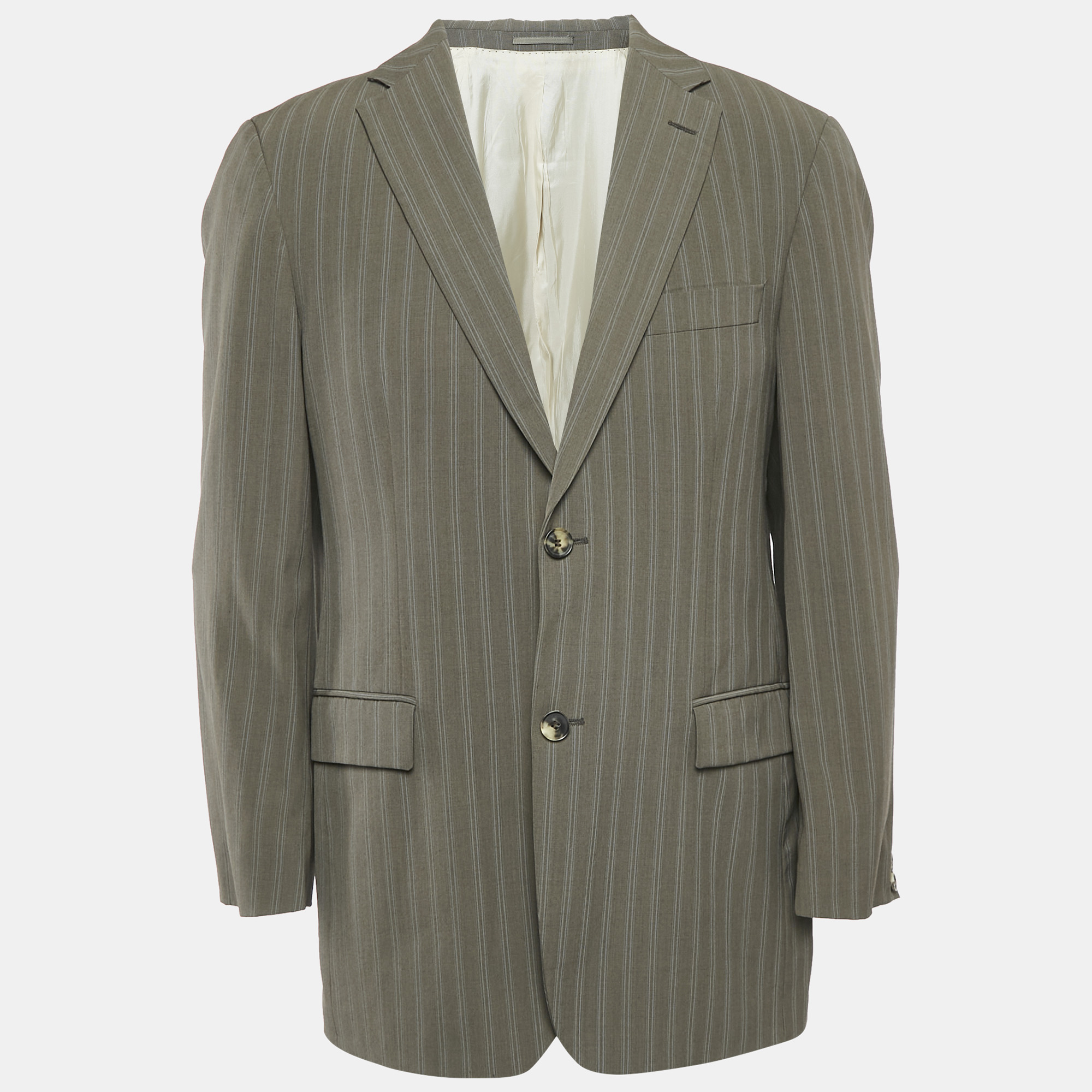 Boss By Hugo Boss Grey Stripe Wool Single Breasted Blazer