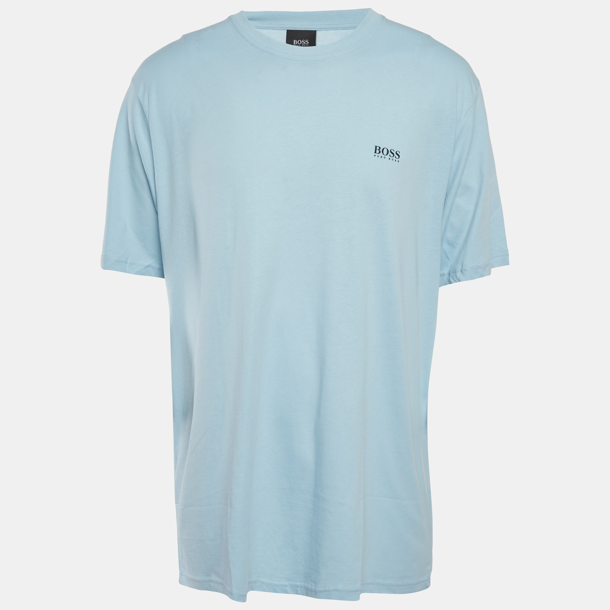 Boss By Hugo Boss Light Blue Logo Print Jersey Crewneck Shirt Boss By Hugo Boss Light Blue Logo Print Jersey Crewneck Shirt