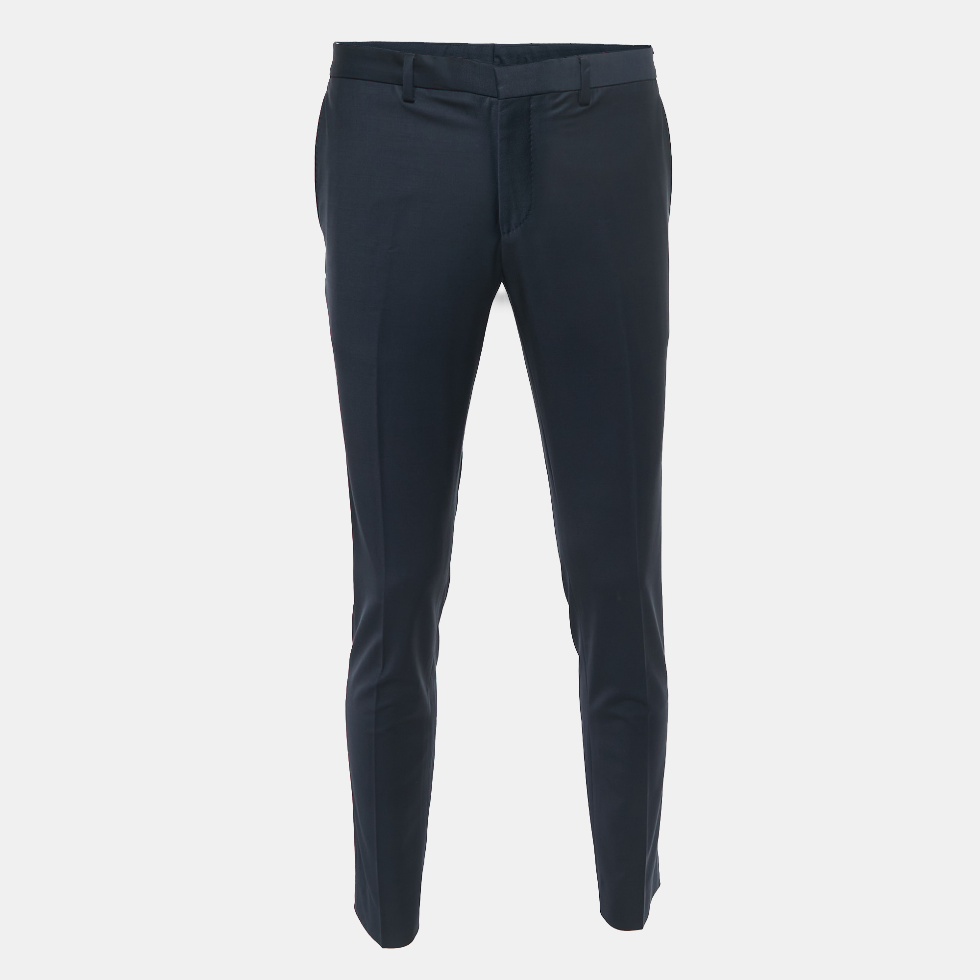 Boss By Hugo Boss Navy Blue Wool Blend Trousers