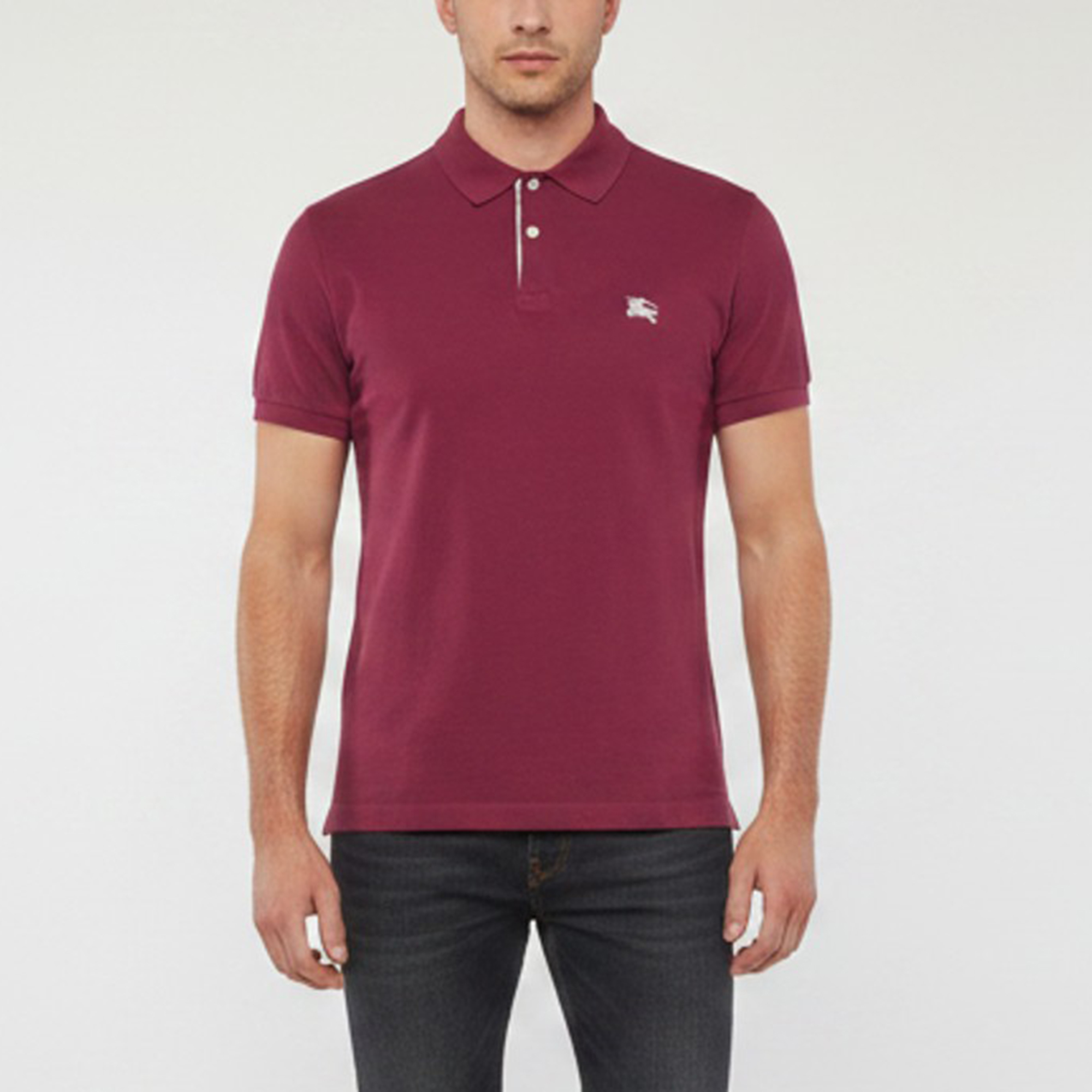 Burberry Brit Pink Logo Embroidered Pique Knit Polo Shirt