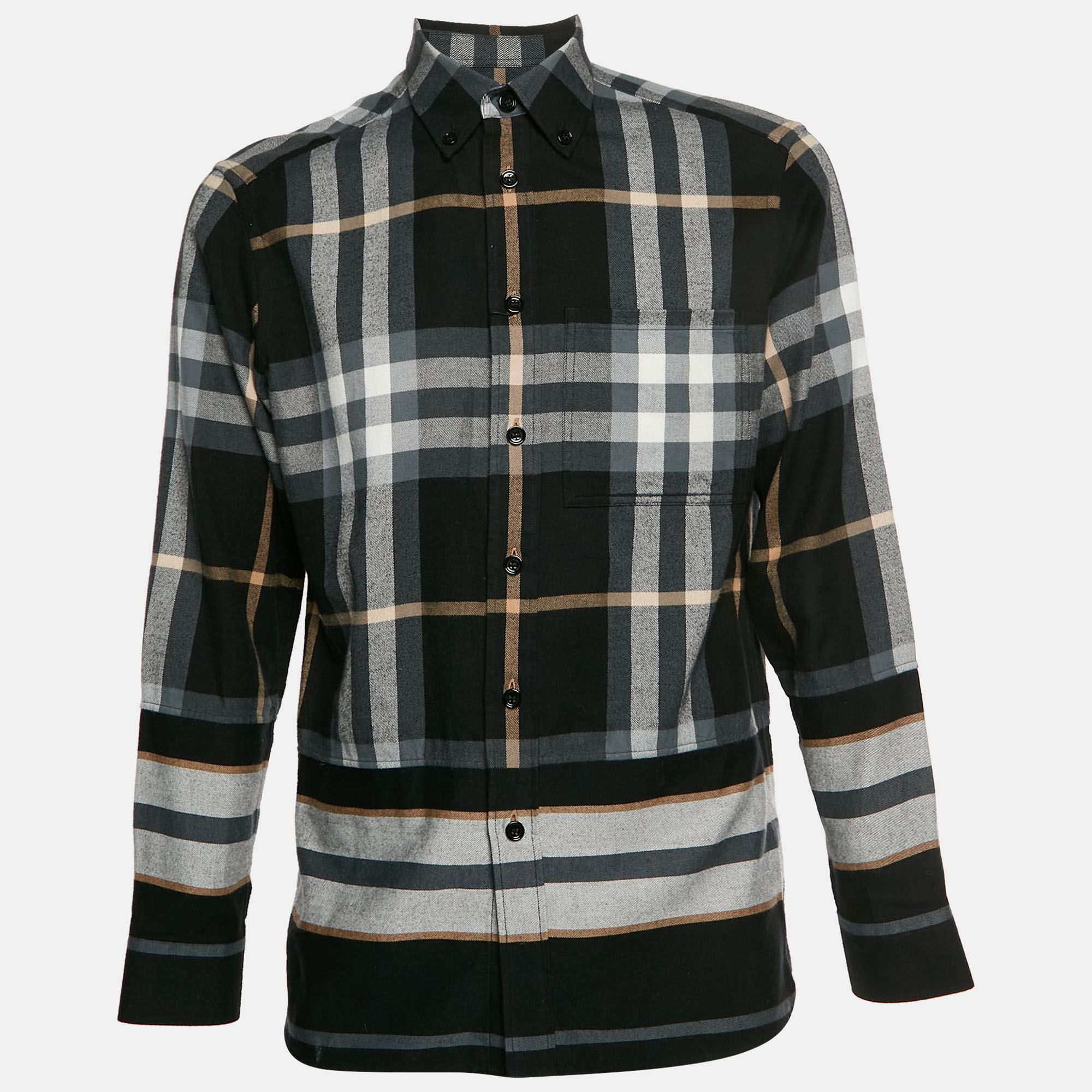 Burberry Multicolor Creeton Check Cotton Flannel Button Up Shirt