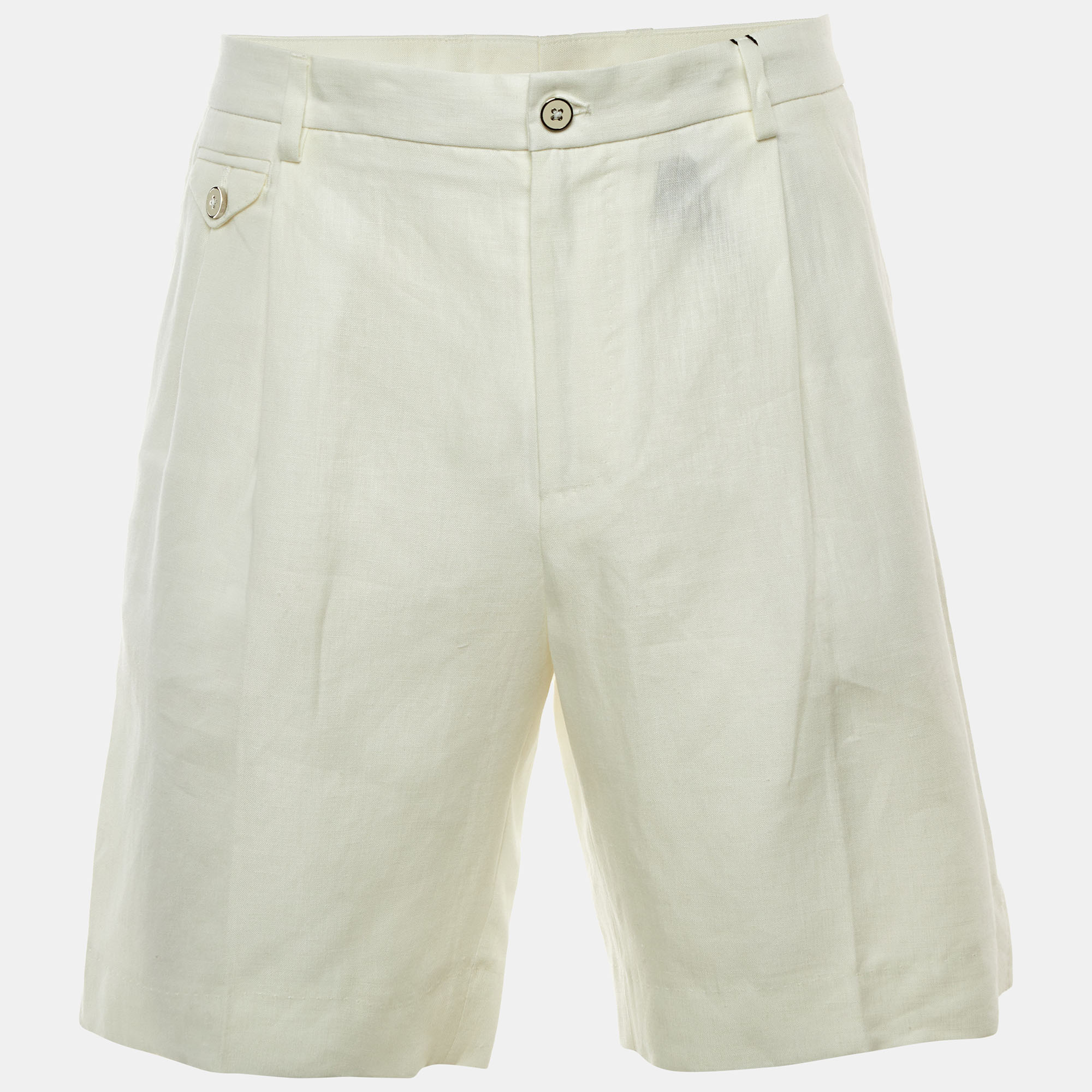 Dolce & Gabbana Off White Linen Bermuda Shorts Dolce & Gabbana Off White Linen Bermuda Shorts