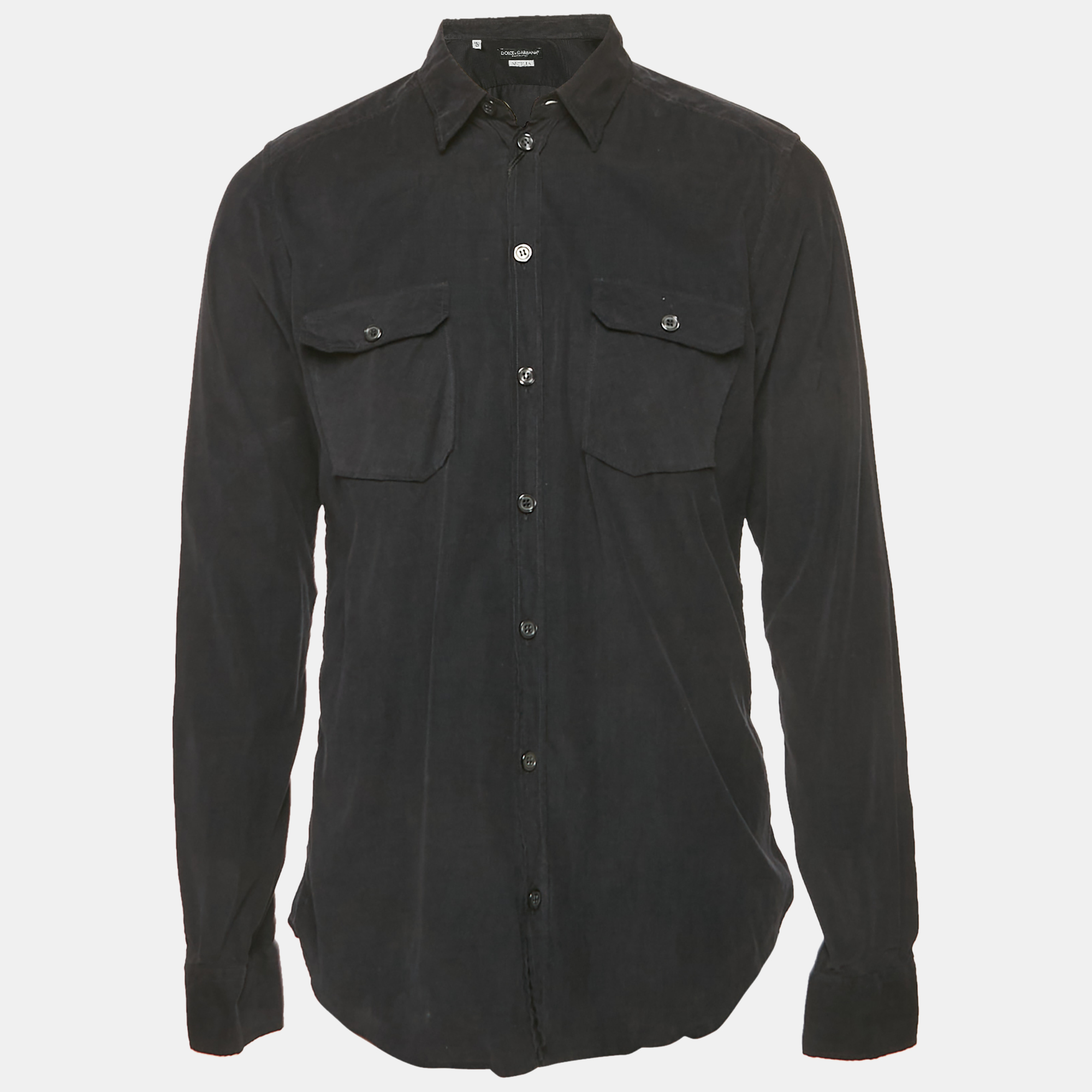 Dolce & Gabbana Black Corduroy Silica Shirt