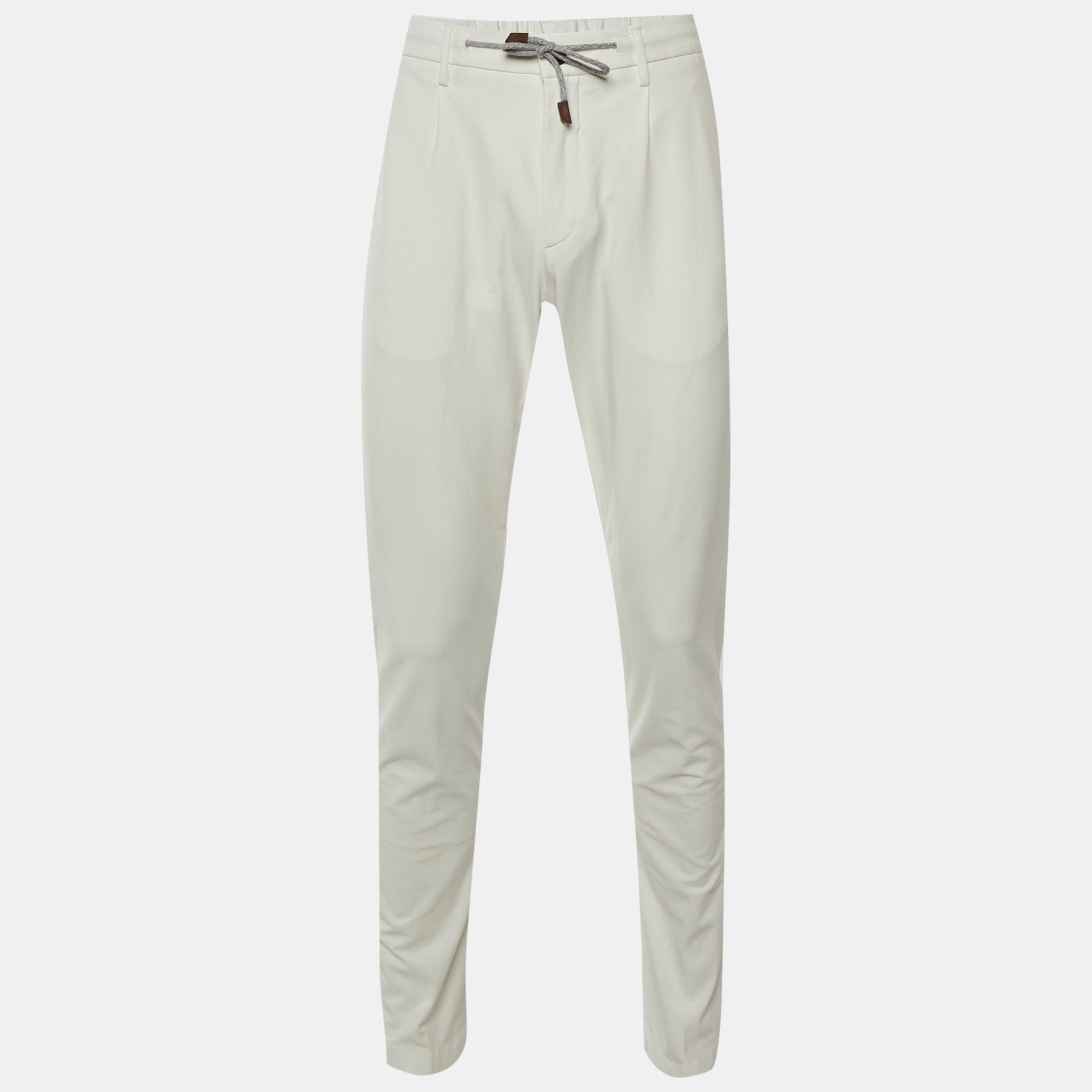 Eleventy White Cotton Blend Drawstring Trousers Eleventy White Cotton Blend Drawstring Trousers