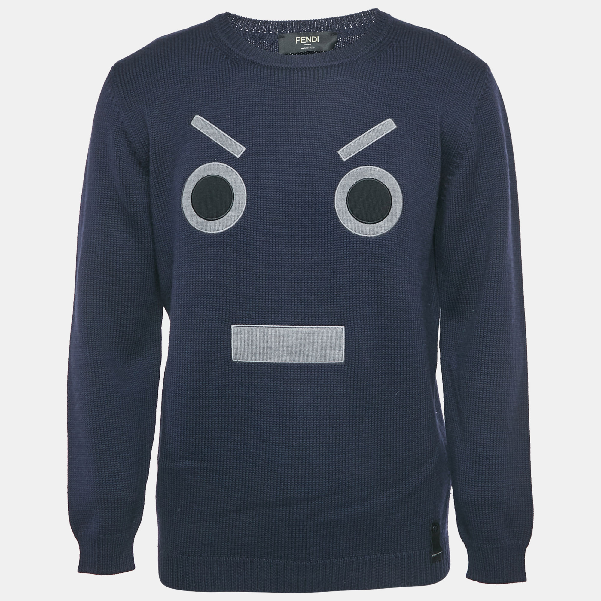 Fendi Navy Blue Monster Wool Knit Jumper Fendi Navy Blue Monster Wool Knit Jumper