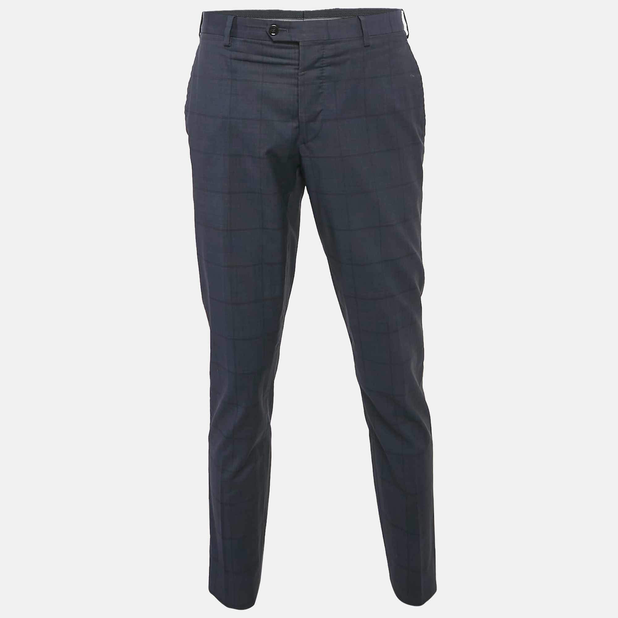 Giorgio Armani Navy Blue Prince of Wales Wool Trousers Giorgio Armani Navy Blue Prince of Wales Wool Trousers