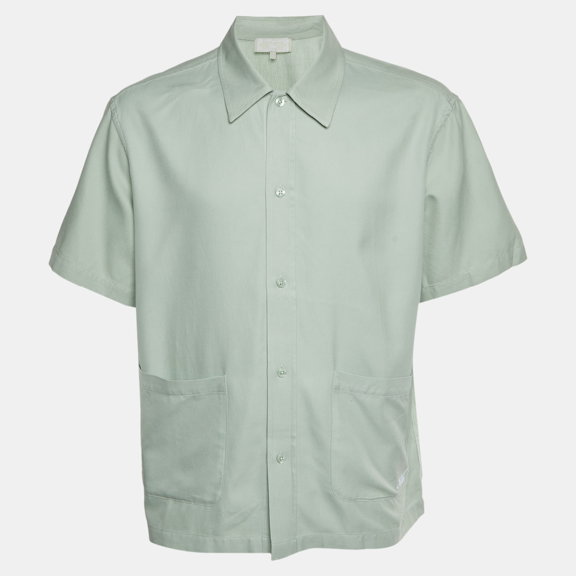 Kith Sage Green Cotton Blend Boxy Collared Overshirt Kith Sage Green Cotton Blend Boxy Collared Overshirt