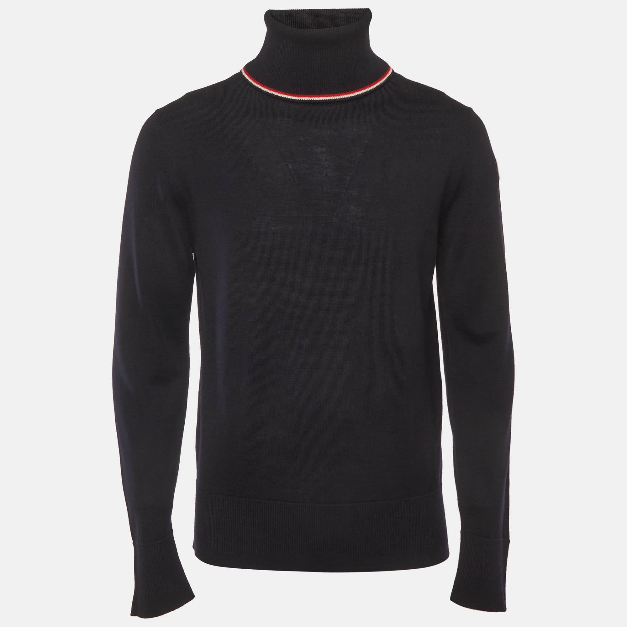 Moncler Navy Blue Virgin Wool Turtleneck Long Sleeve Sweater