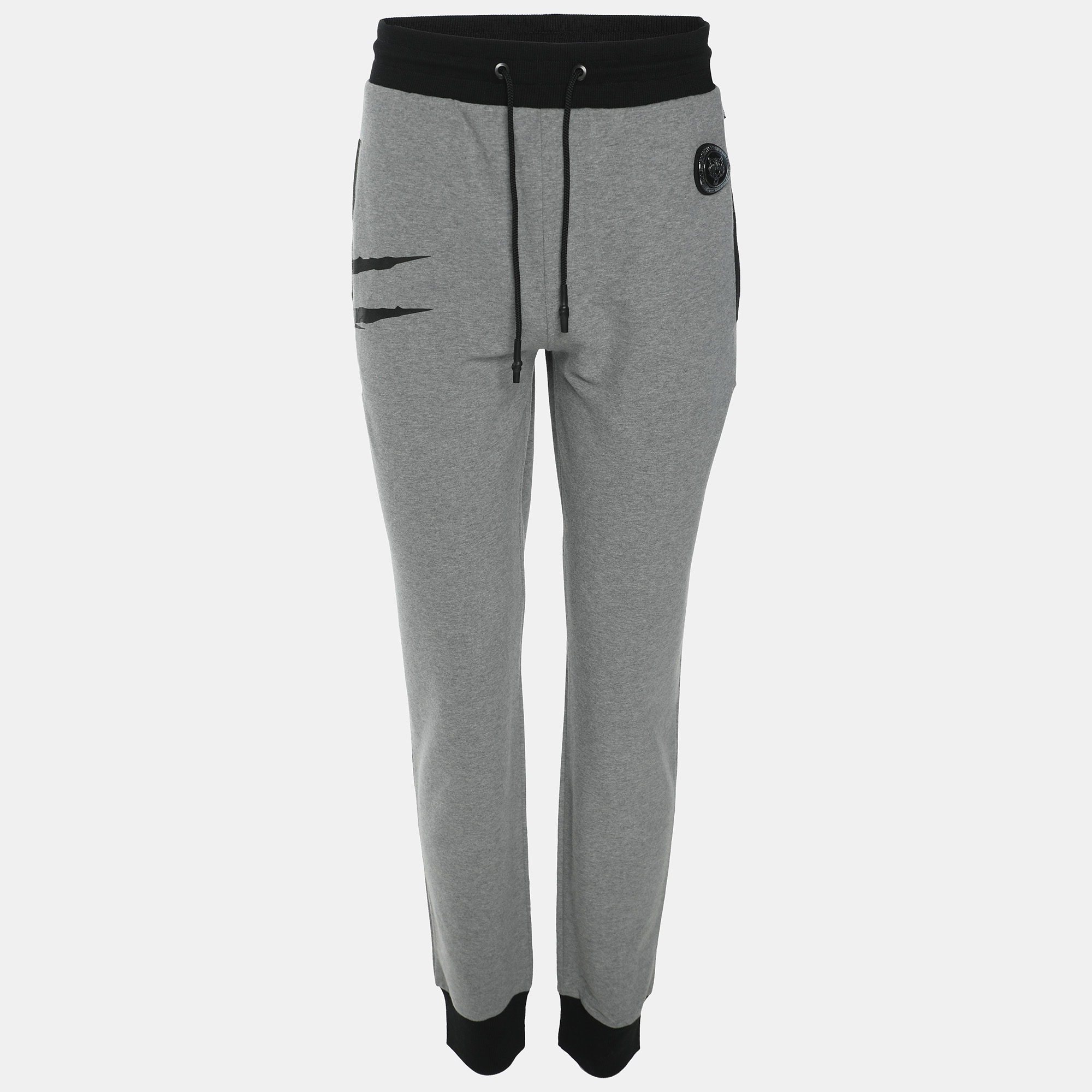 Plein Sport GreyBlack Jersey Logo Print Joggers Plein Sport GreyBlack Jersey Logo Print Joggers
