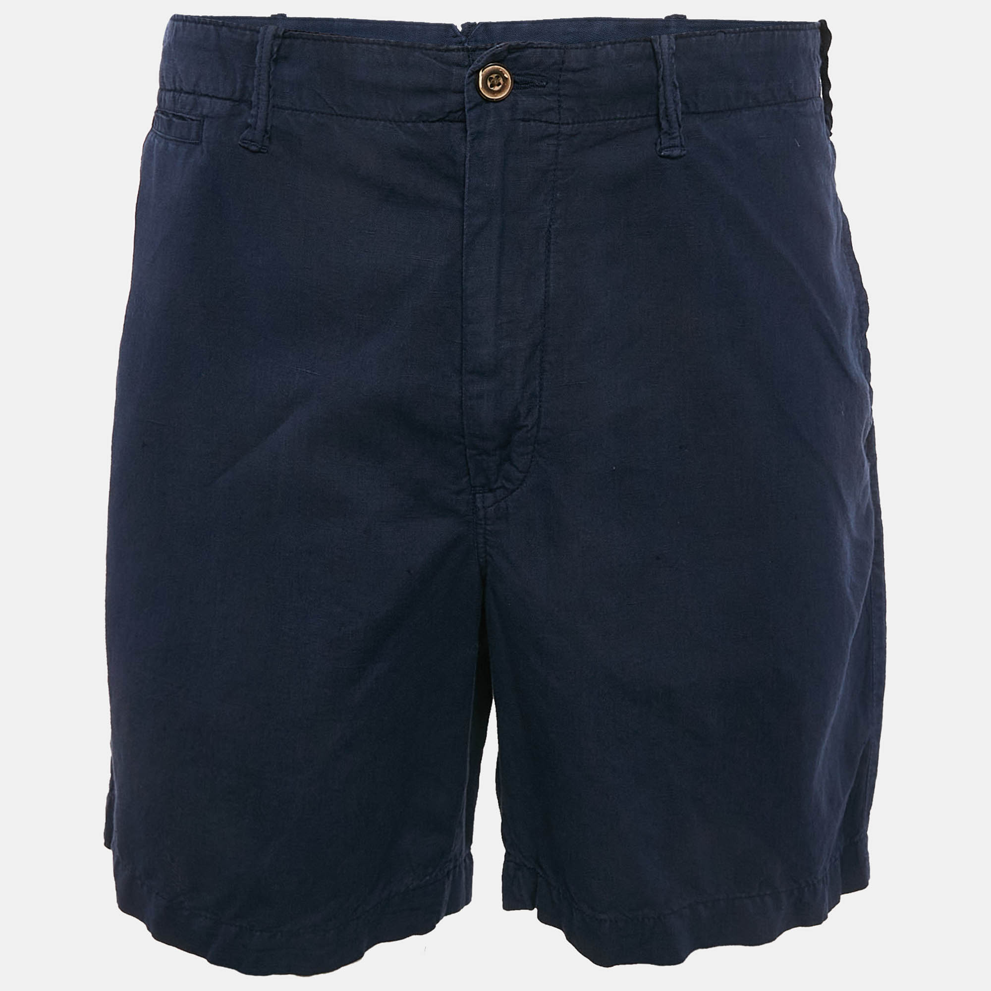 Polo Ralph Lauren Navy Blue Linen and Cotton Shorts