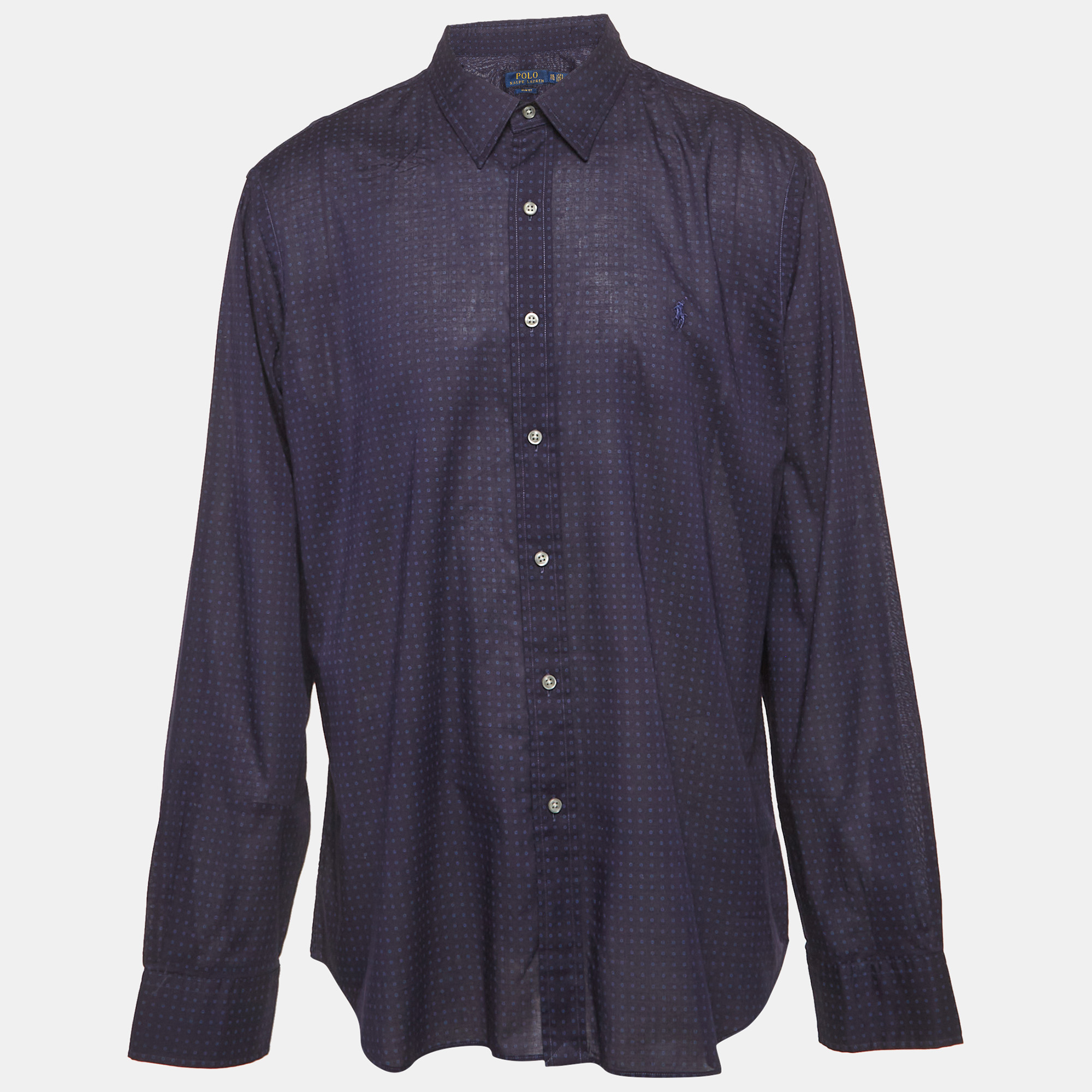Polo Ralph Lauren Blue Printed Cotton Slim Fit Shirt Polo Ralph Lauren Blue Printed Cotton Slim Fit Shirt