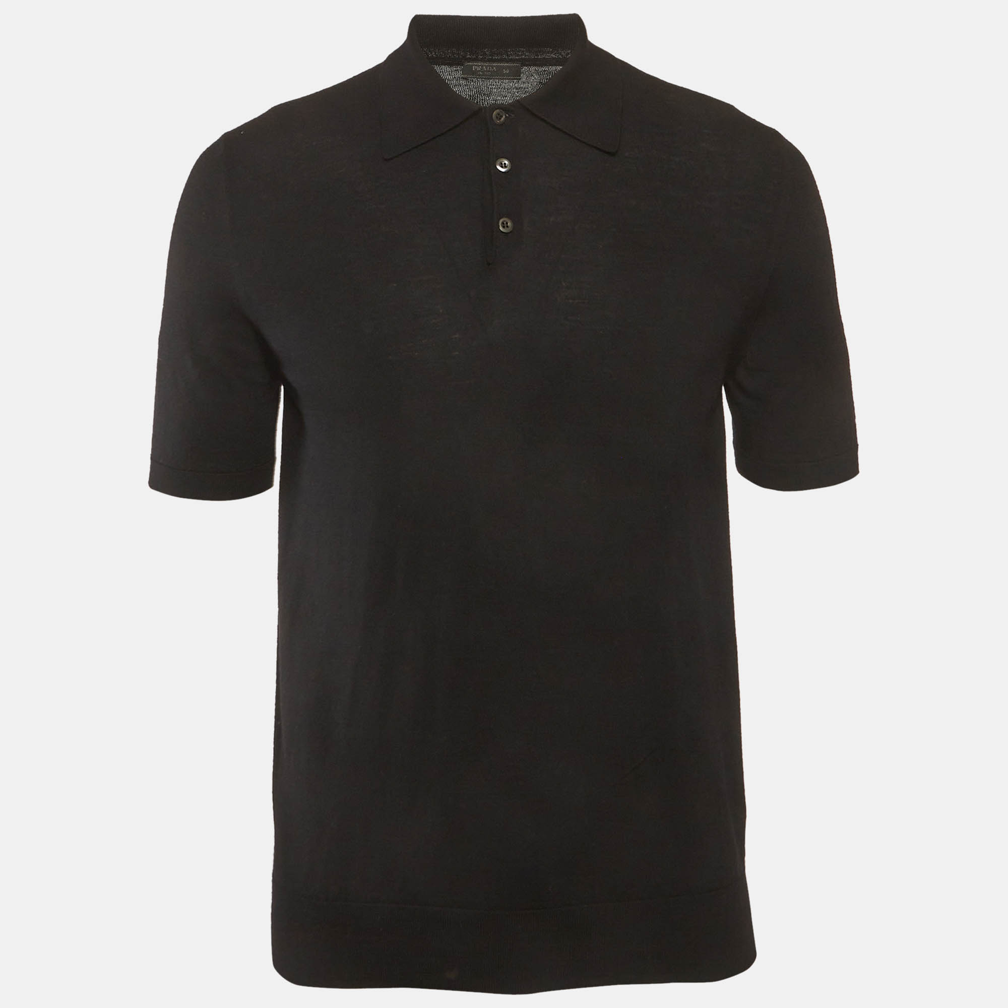 Prada Black Jersey Polo Shirt
