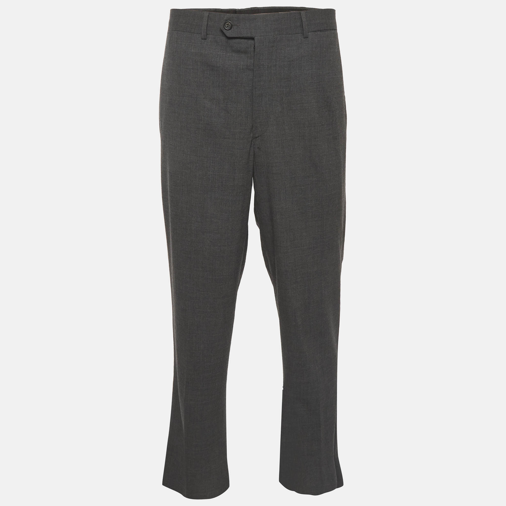 Prada Grey Wool Blend Straight Leg Trousers Prada Grey Wool Blend Straight Leg Trousers
