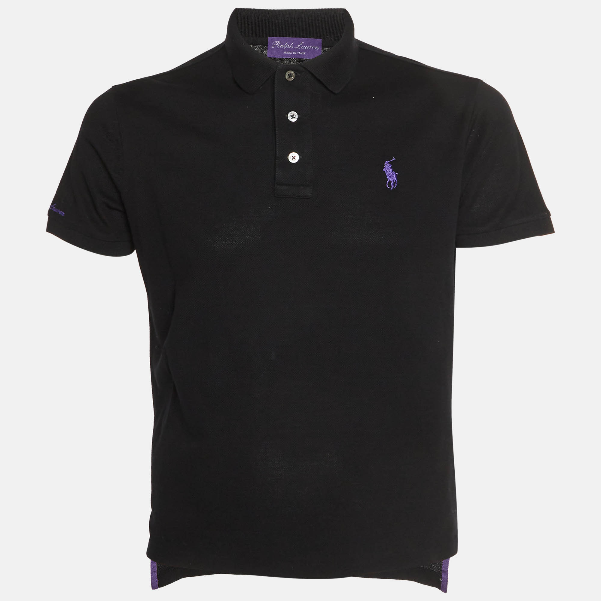 Ralph Lauren Purple Label Black Pique Knit Polo Shirt Ralph Lauren Purple Label Black Pique Knit Polo Shirt