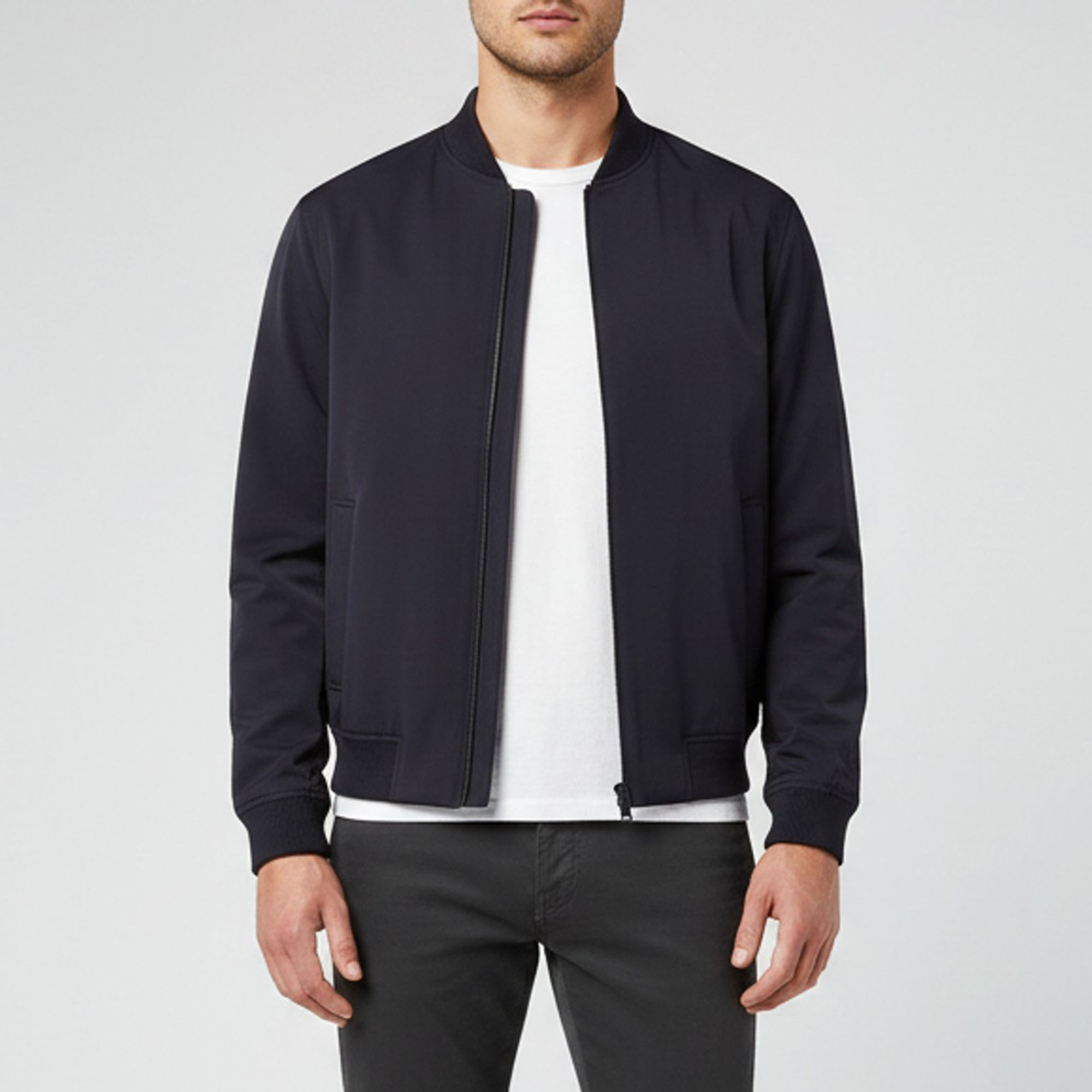 Theory Navy Blue Gabardine James Bomber Jacket Theory Navy Blue Gabardine James Bomber Jacket