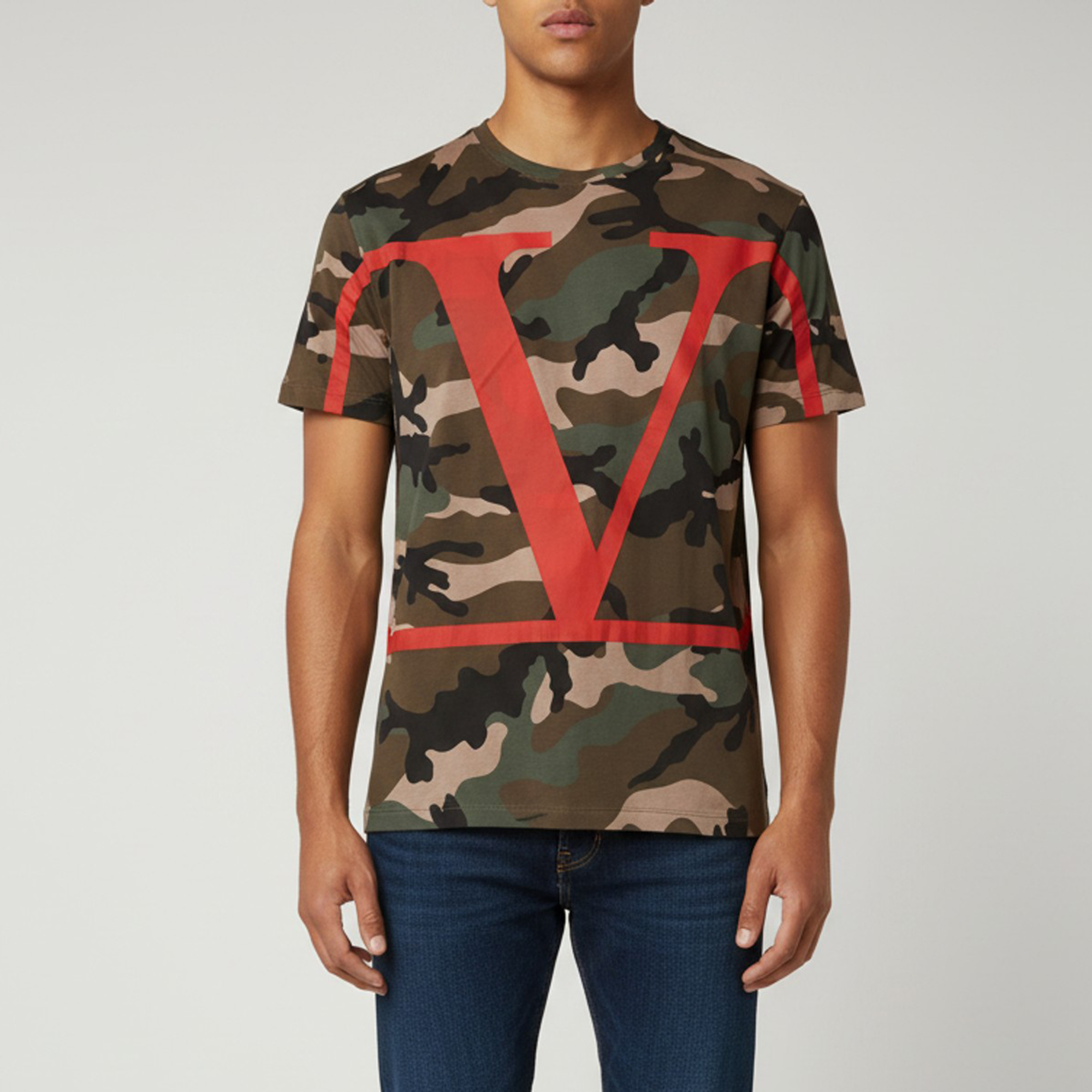 Valentino Green Logo Camo Print Jersey Shirt Valentino Green Logo Camo Print Jersey Shirt