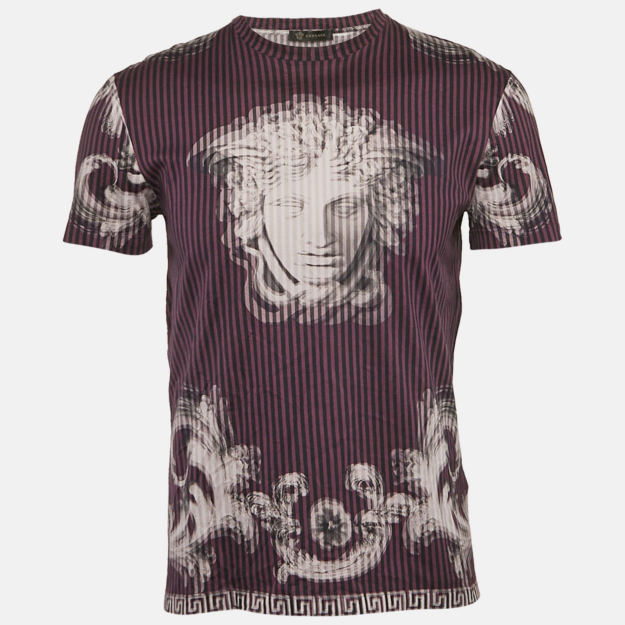 Versace BlackPurple Medusa Print Jersey Lenticular Foulard shirt