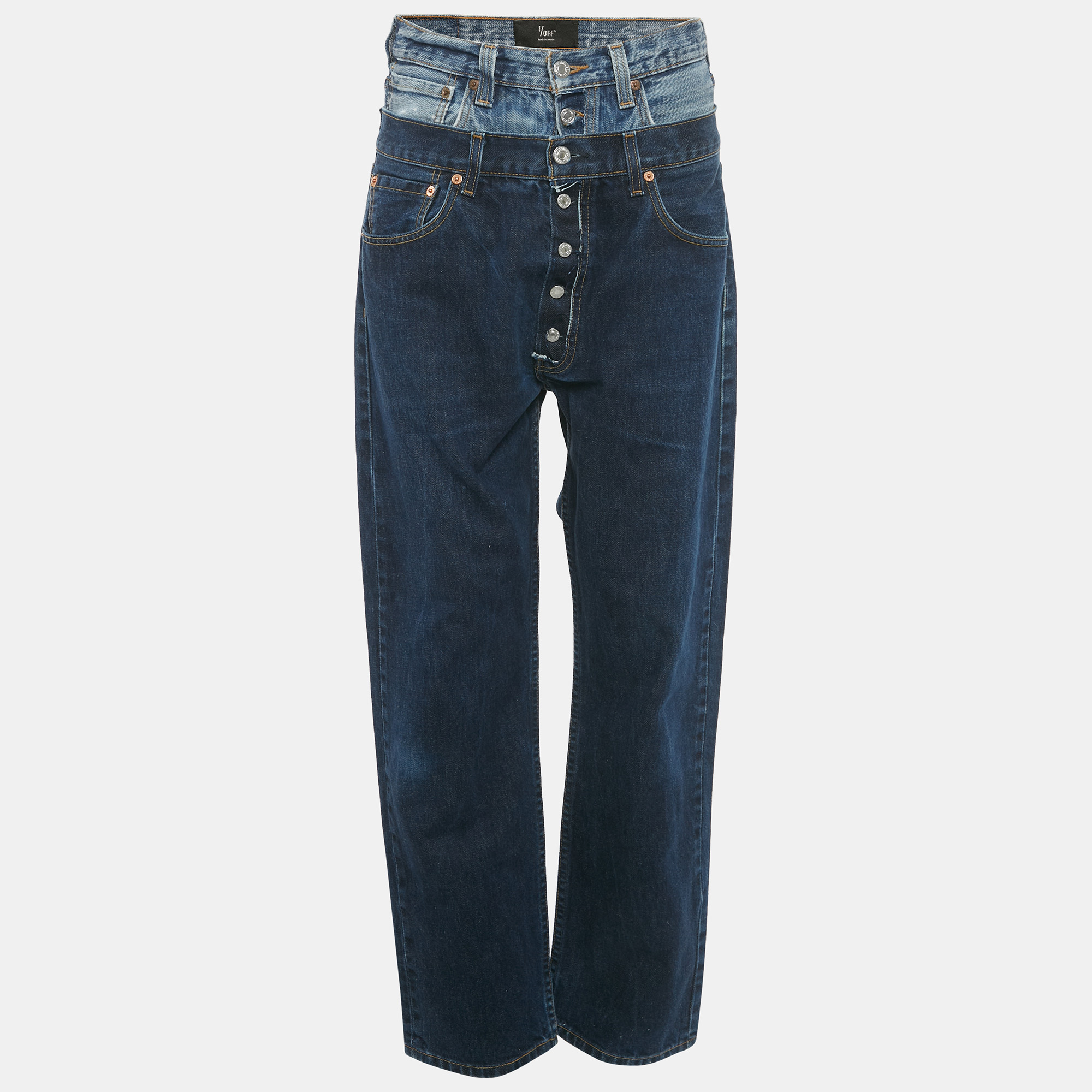 off Blue Denim High Waist Baggy Remade Jeans M Waist “ off Blue Denim High Waist Baggy Remade Jeans M Waist “